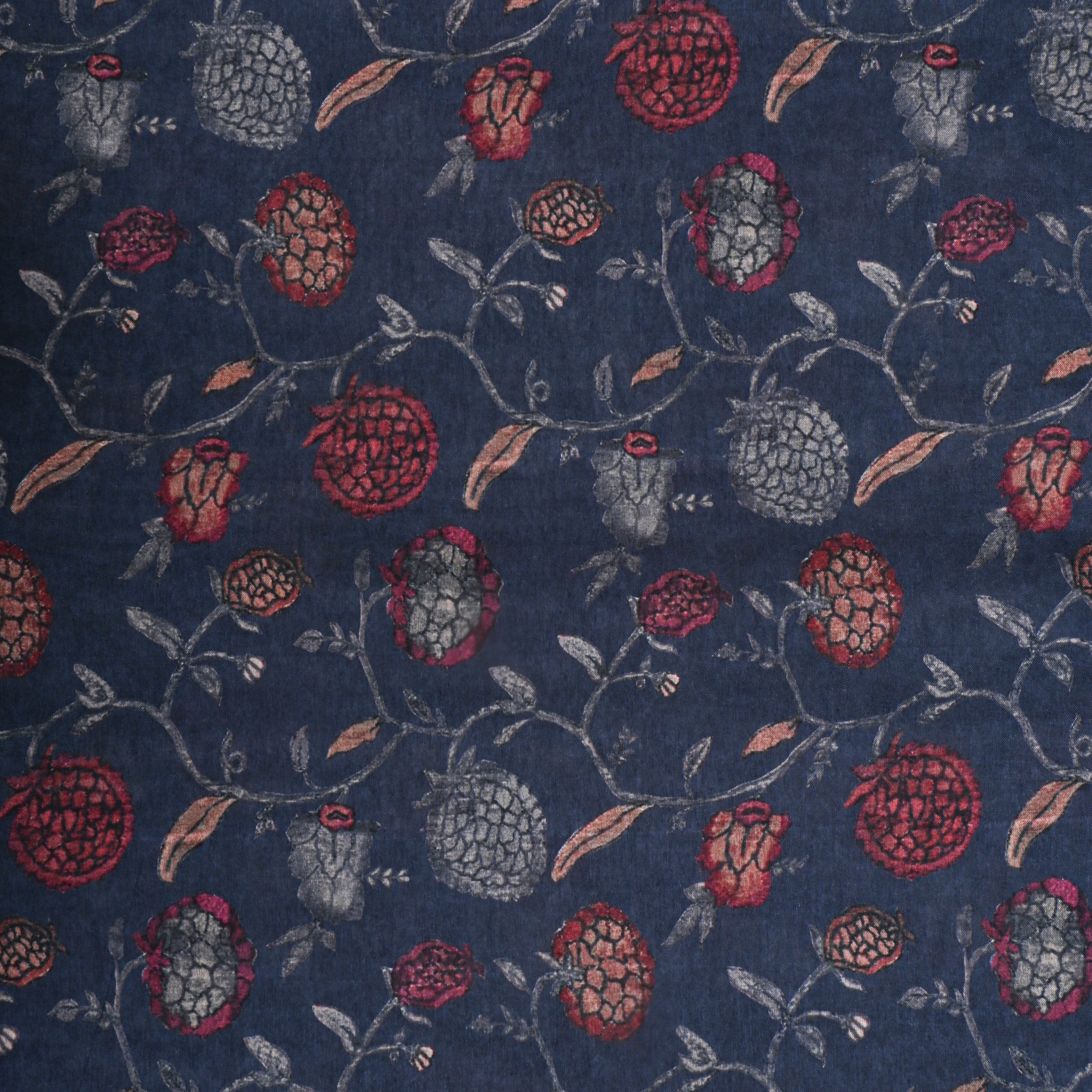 Light Steel Blue Tussar Fabric With Digital Print