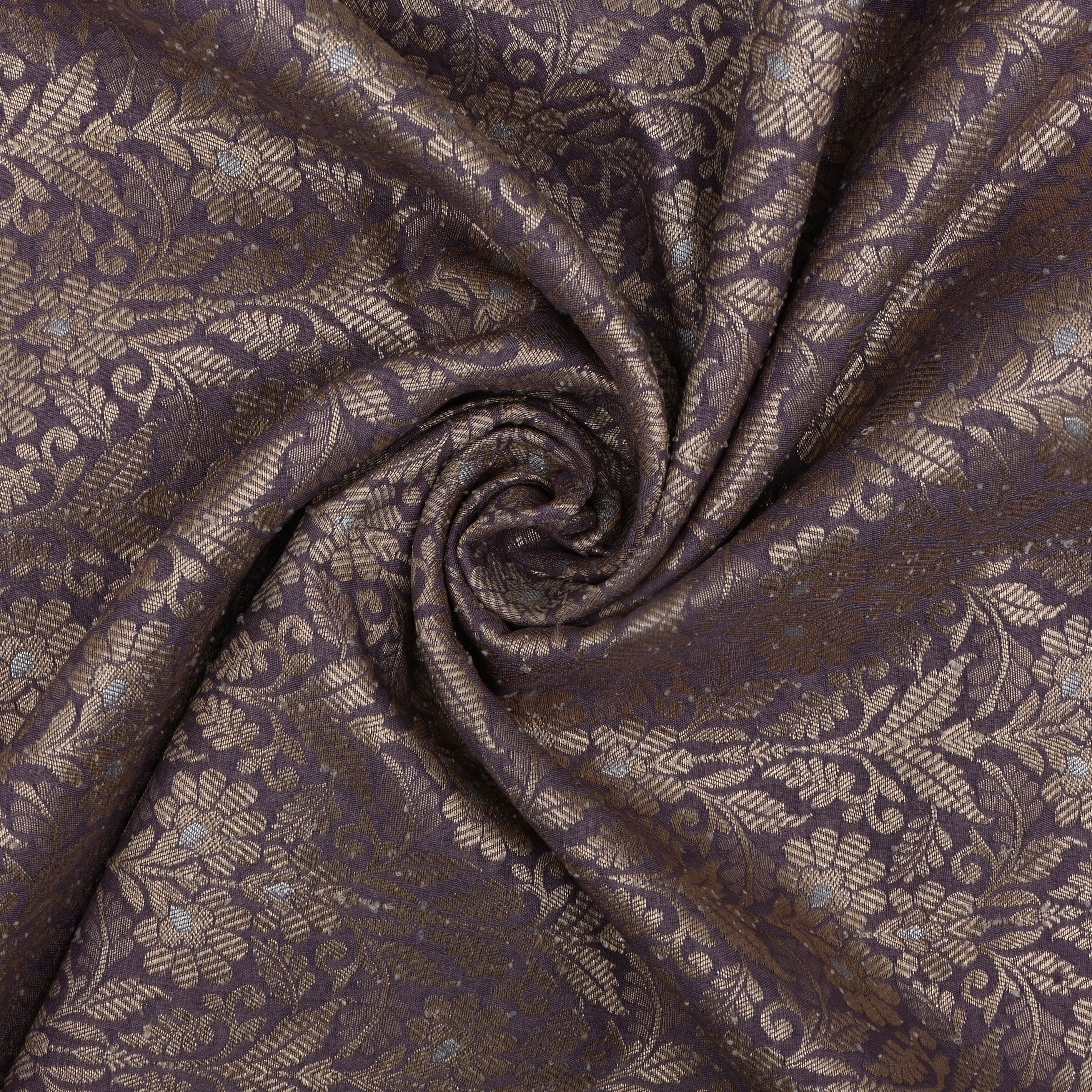 Lilac Dupioni Raw Silk Fabric With Intricate Zari Weaving '