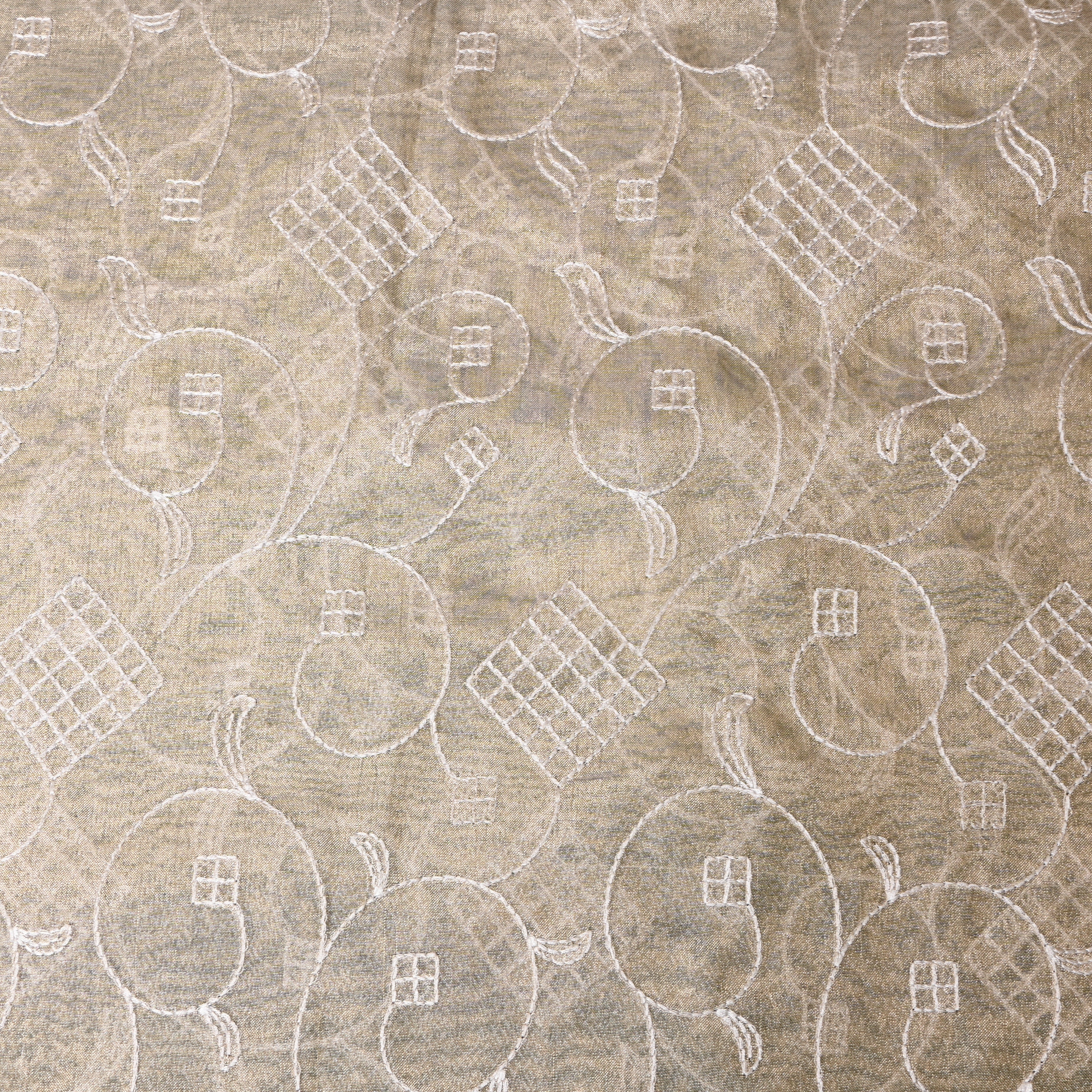 Beige Pomegranate Vine Tissue Embroidery