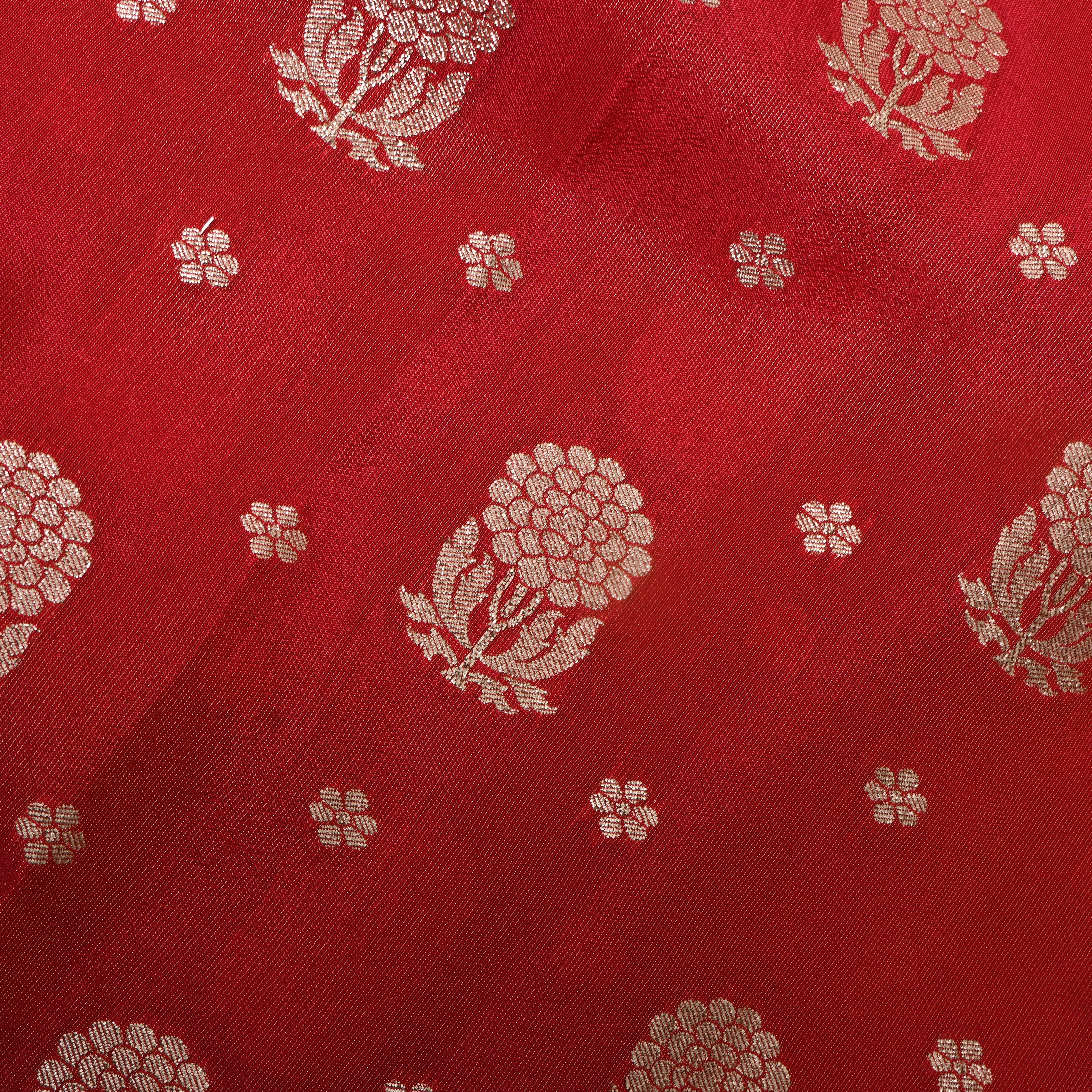 Crimson Jamawar Silk Fabric