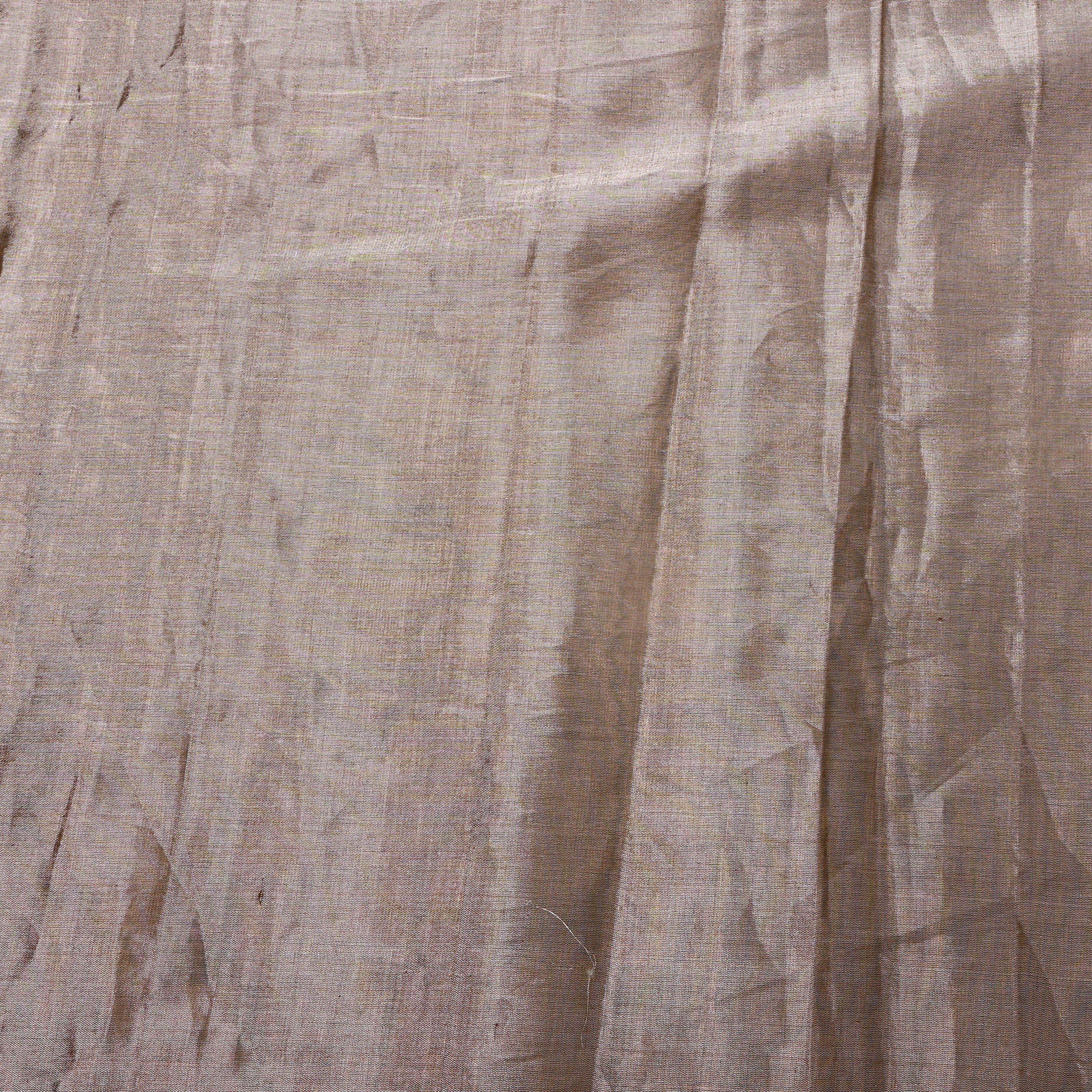 Metallic Grey And Rust Copper Dual Tone Kanchi Tissue Fabric