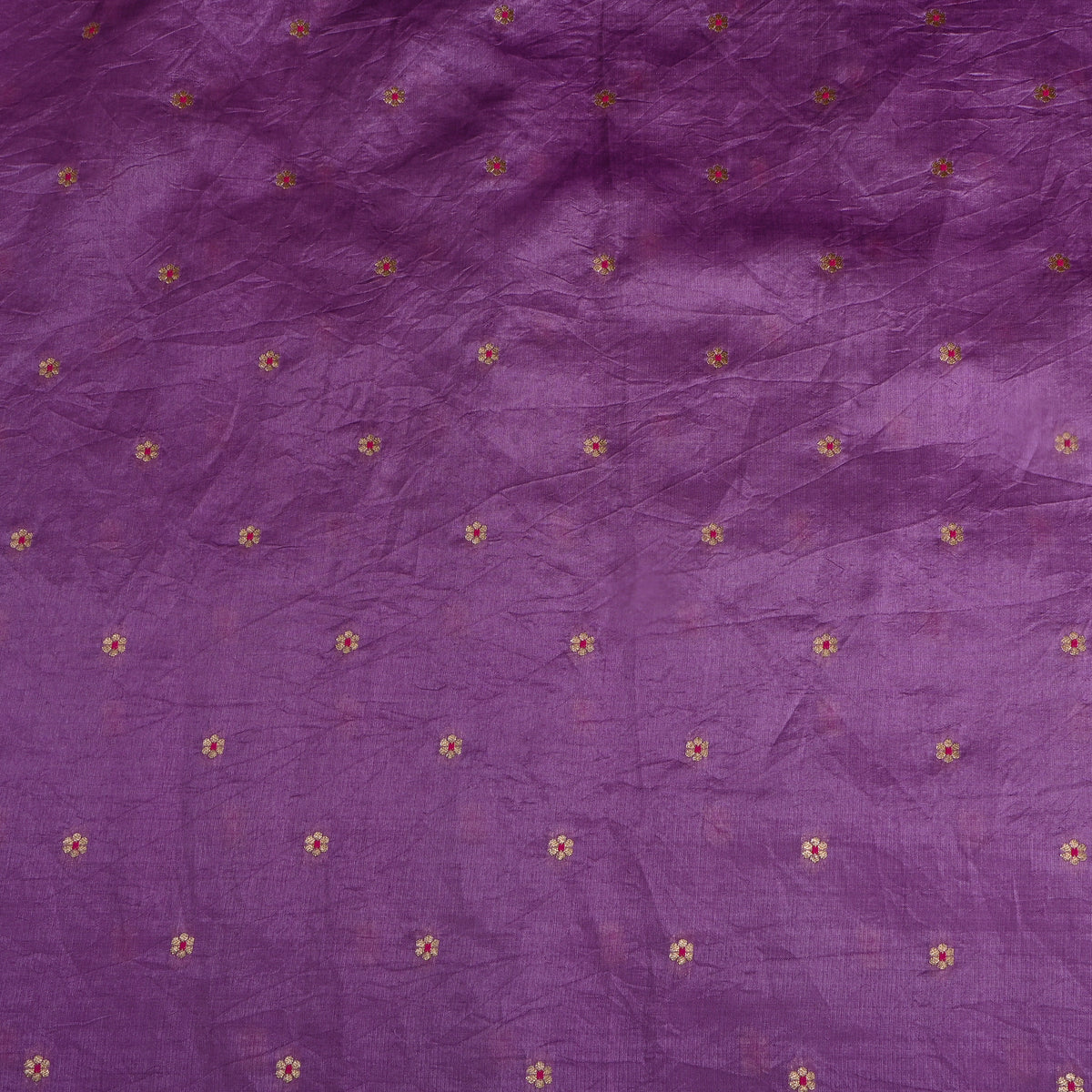 Soft Purple Gold Zari Floral Butti Banarasi Silk Fabric