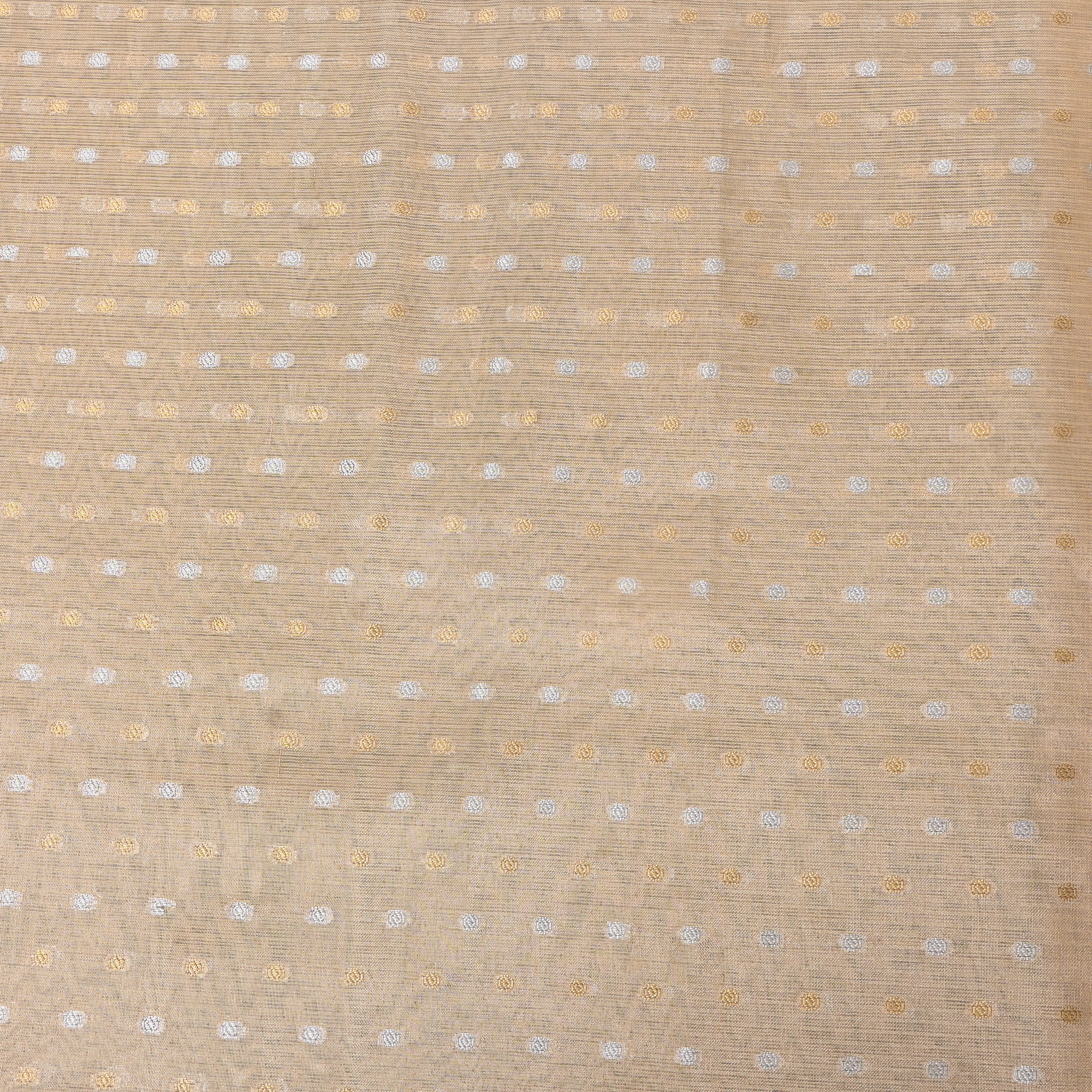 Beige Floral Booti Jamawar Silk Fabric