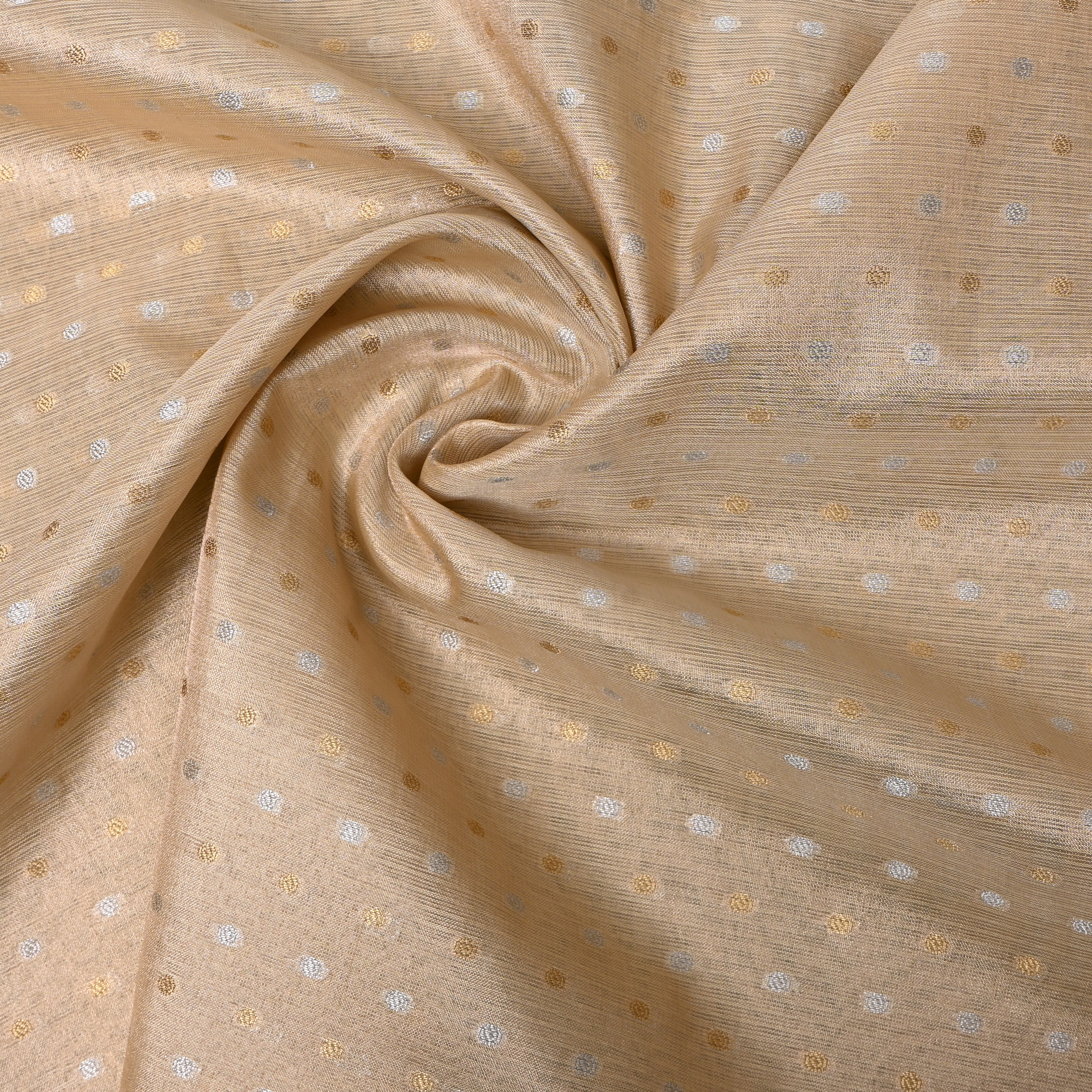 Beige Floral Booti Jamawar Silk Fabric