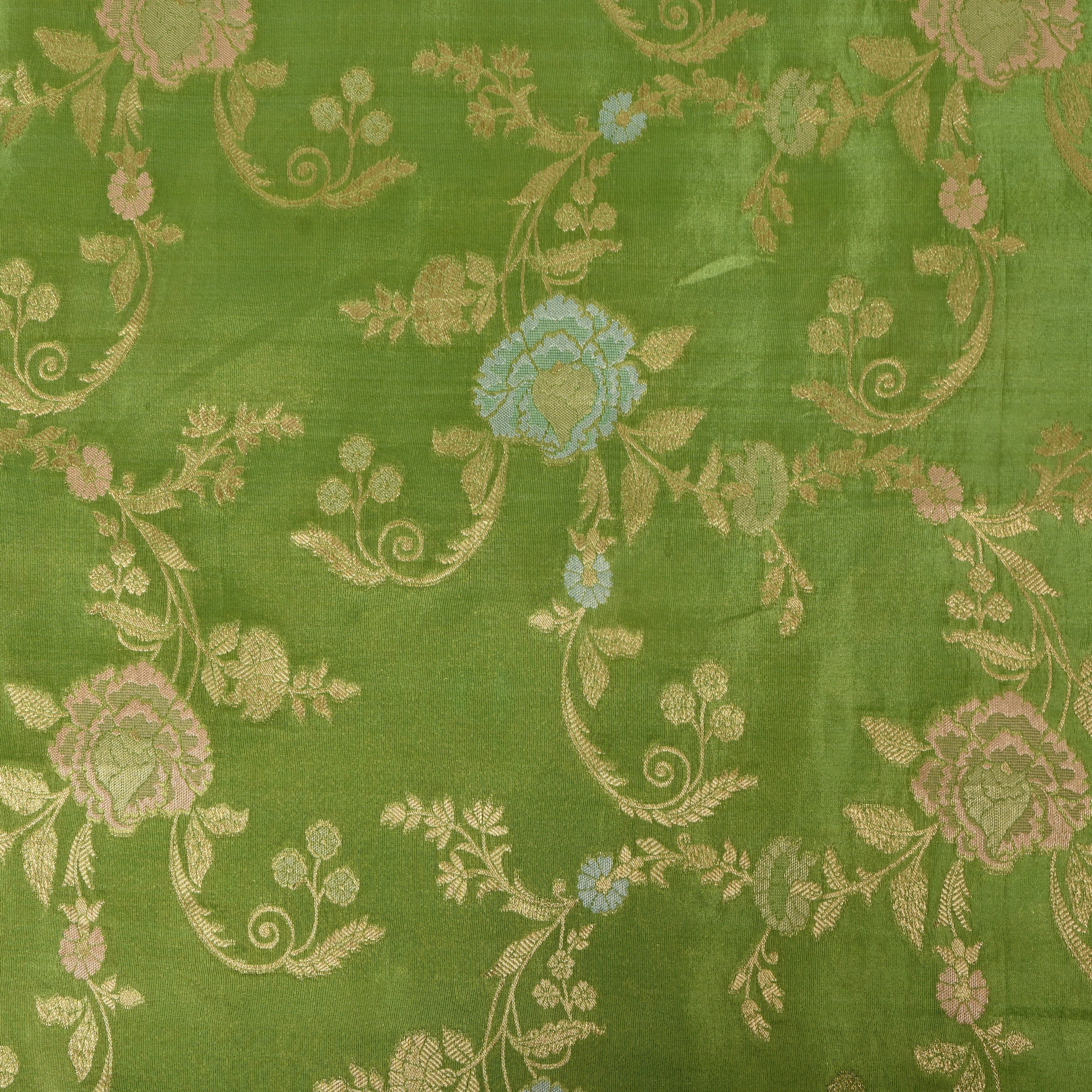 Olive Green Meenakari Jamawar Fabric