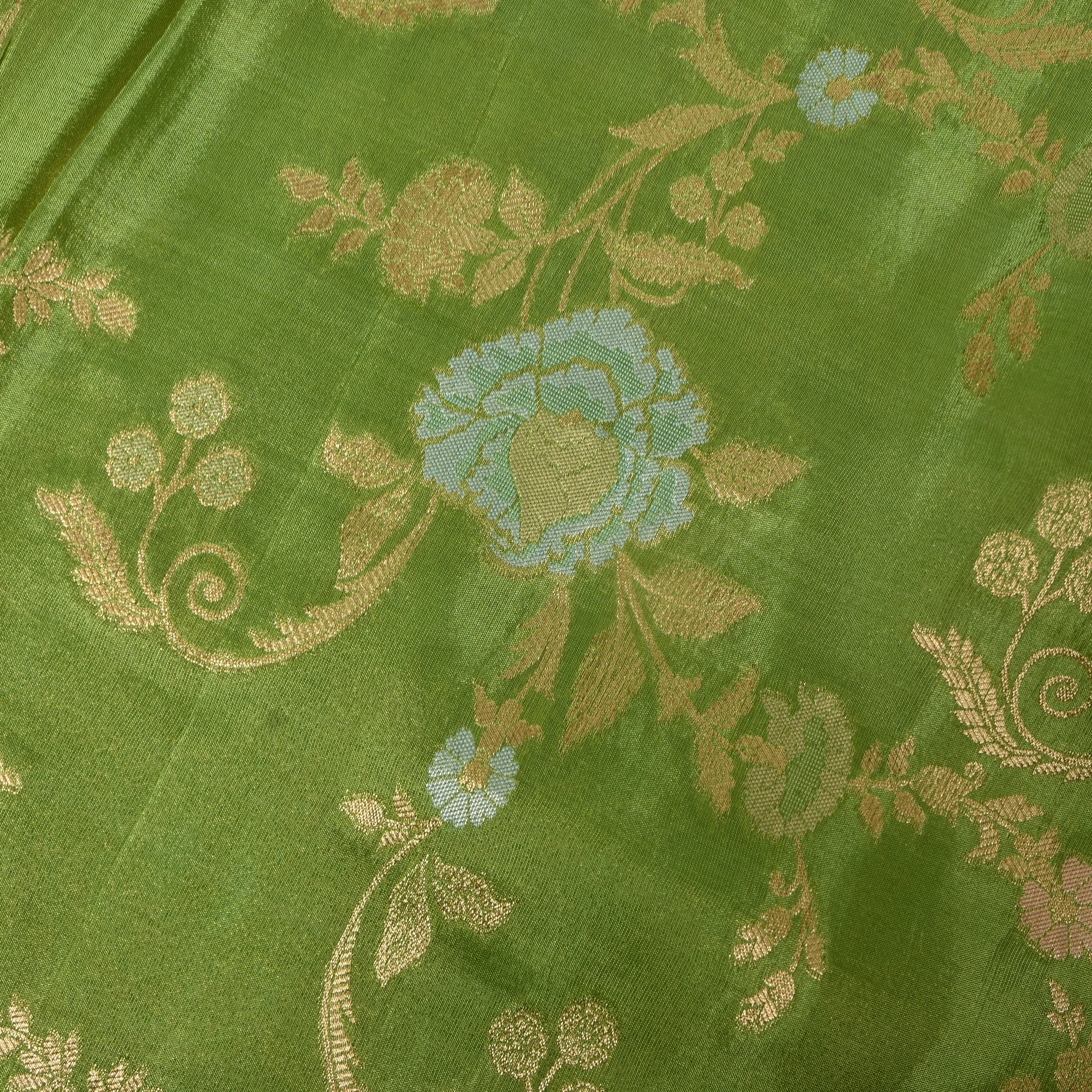 Olive Green Meenakari Jamawar Fabric