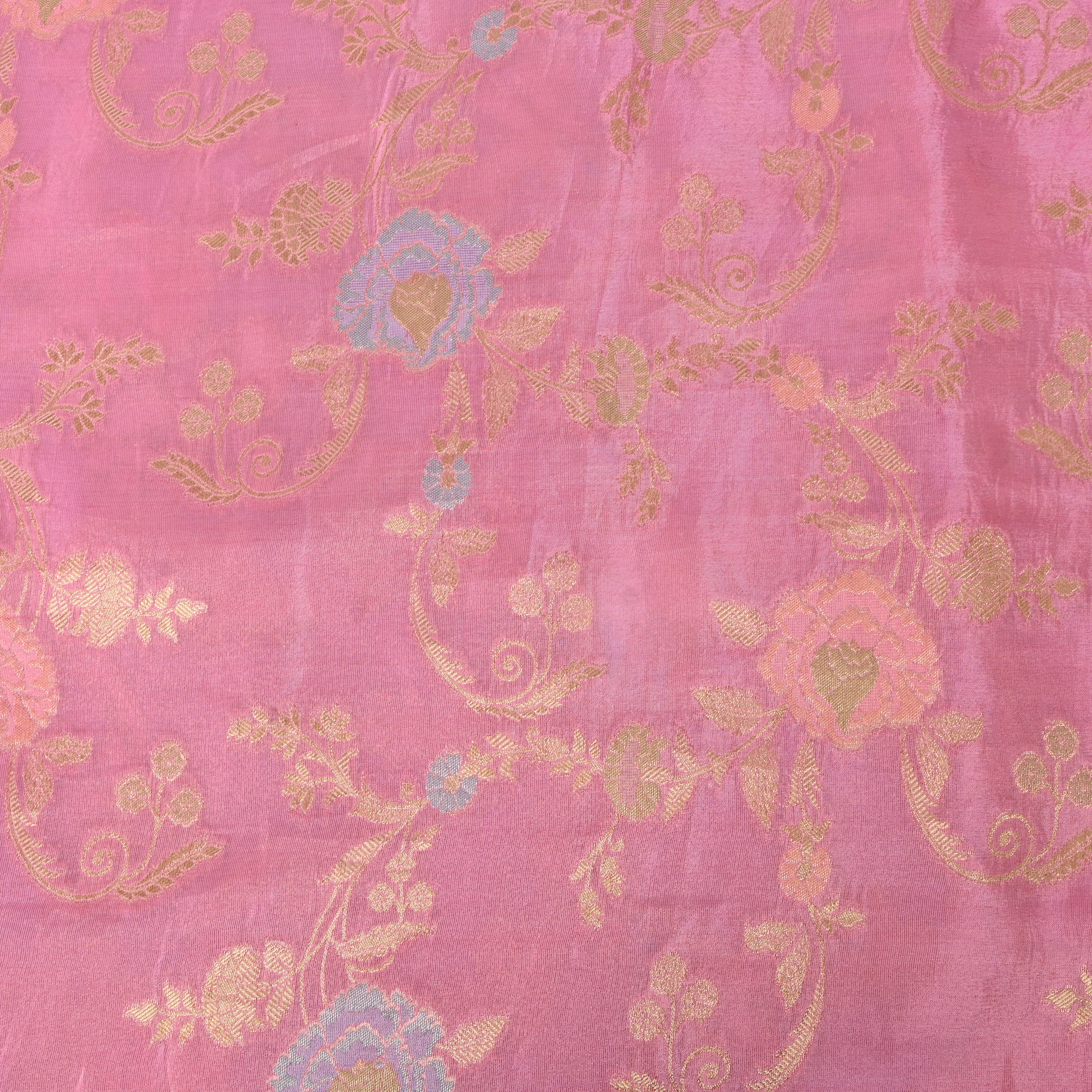 Rose Pink Meenakari Jamawar Fabric