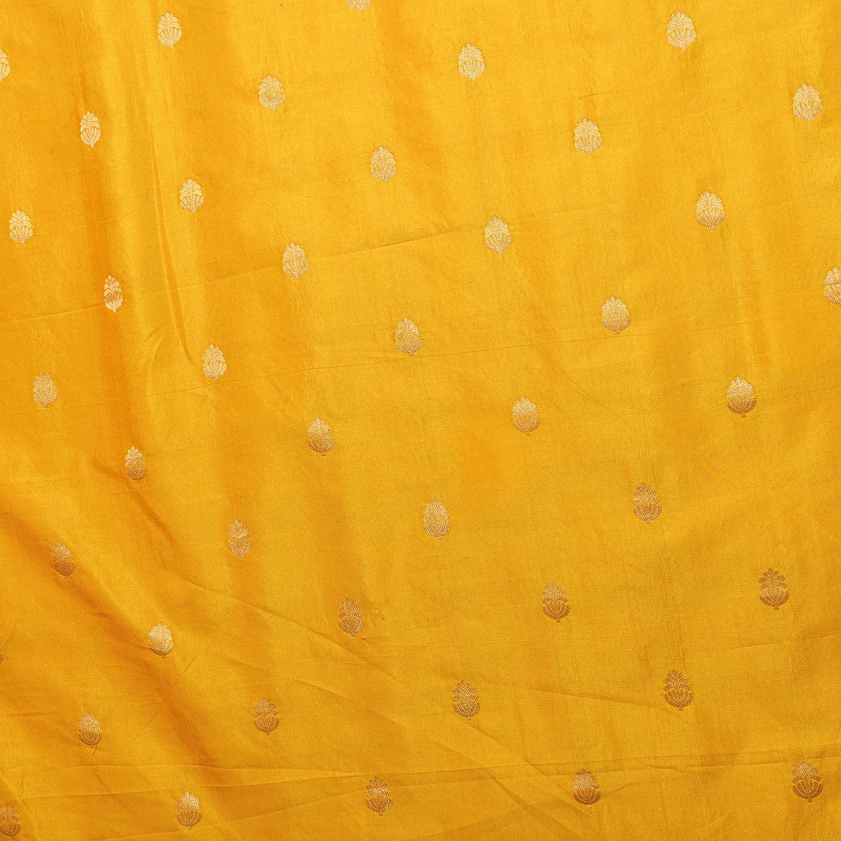 Marigold Gold Zari Floral Butti Self Weave Jamawar Silk Fabric