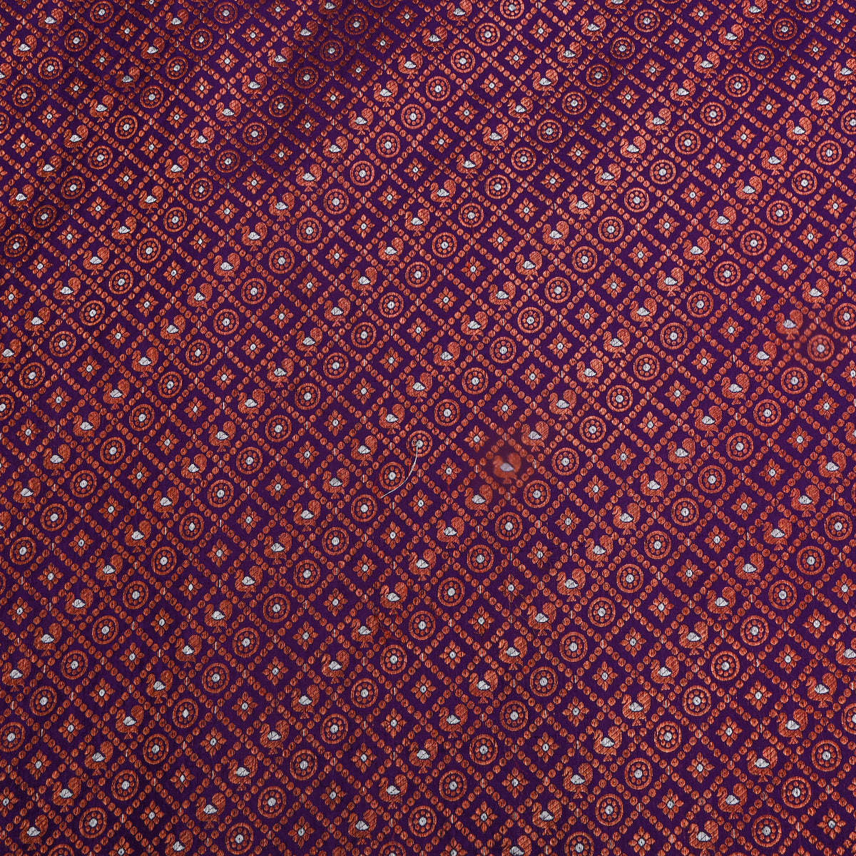 Purple Dual Tone Zari Geometric Check Jamawar Silk Fabric