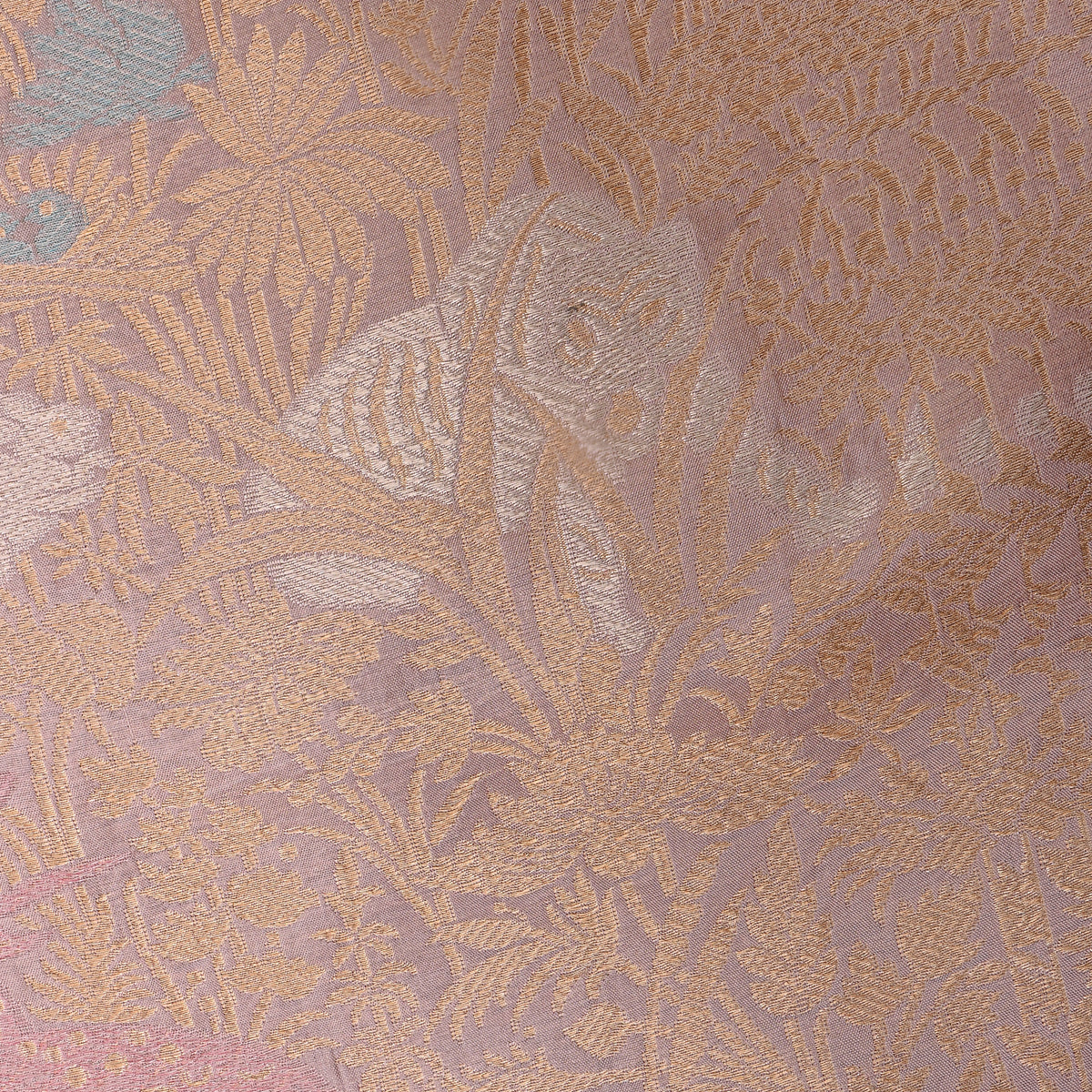Sand Beige Dual Tone Shikargah Jamawar Silk Fabric