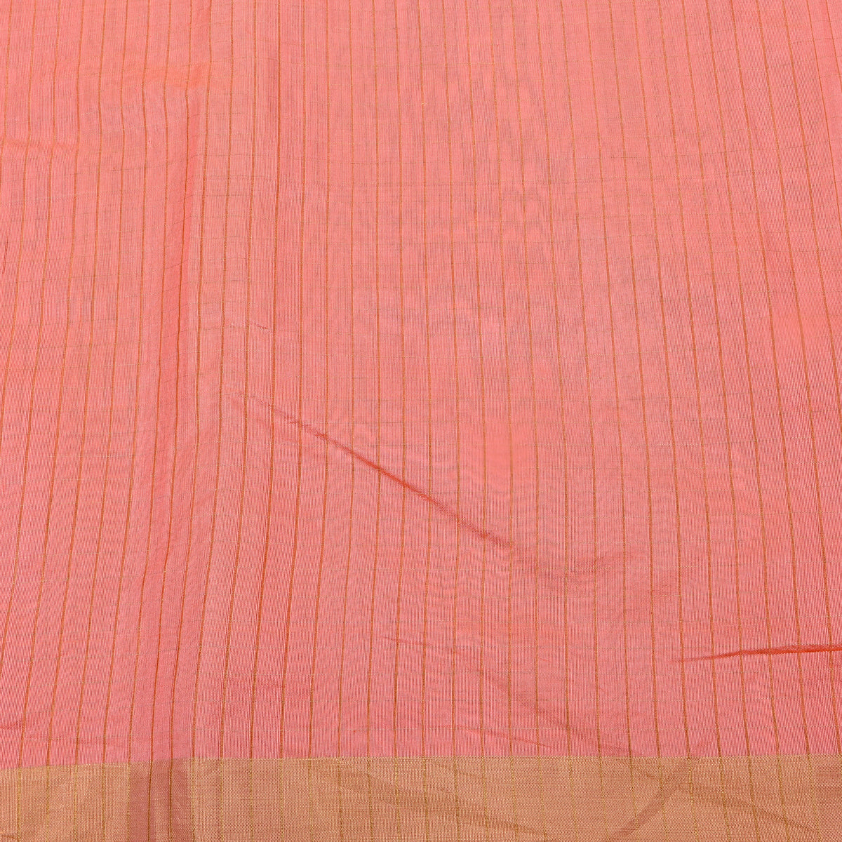 Peach Blush Gold Check Floral Jamawar Silk Fabric