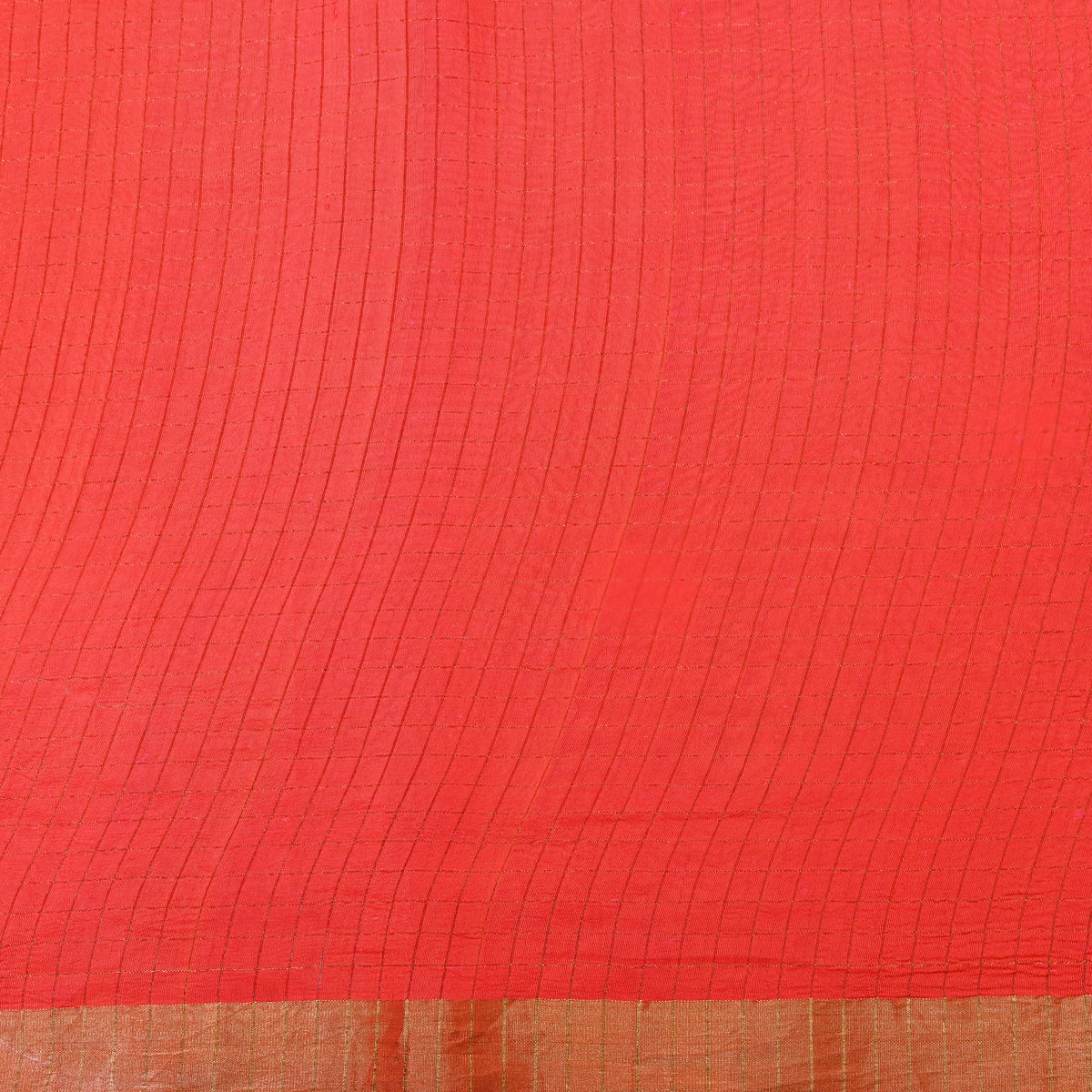 Red Gold Checks Silk Fabric
