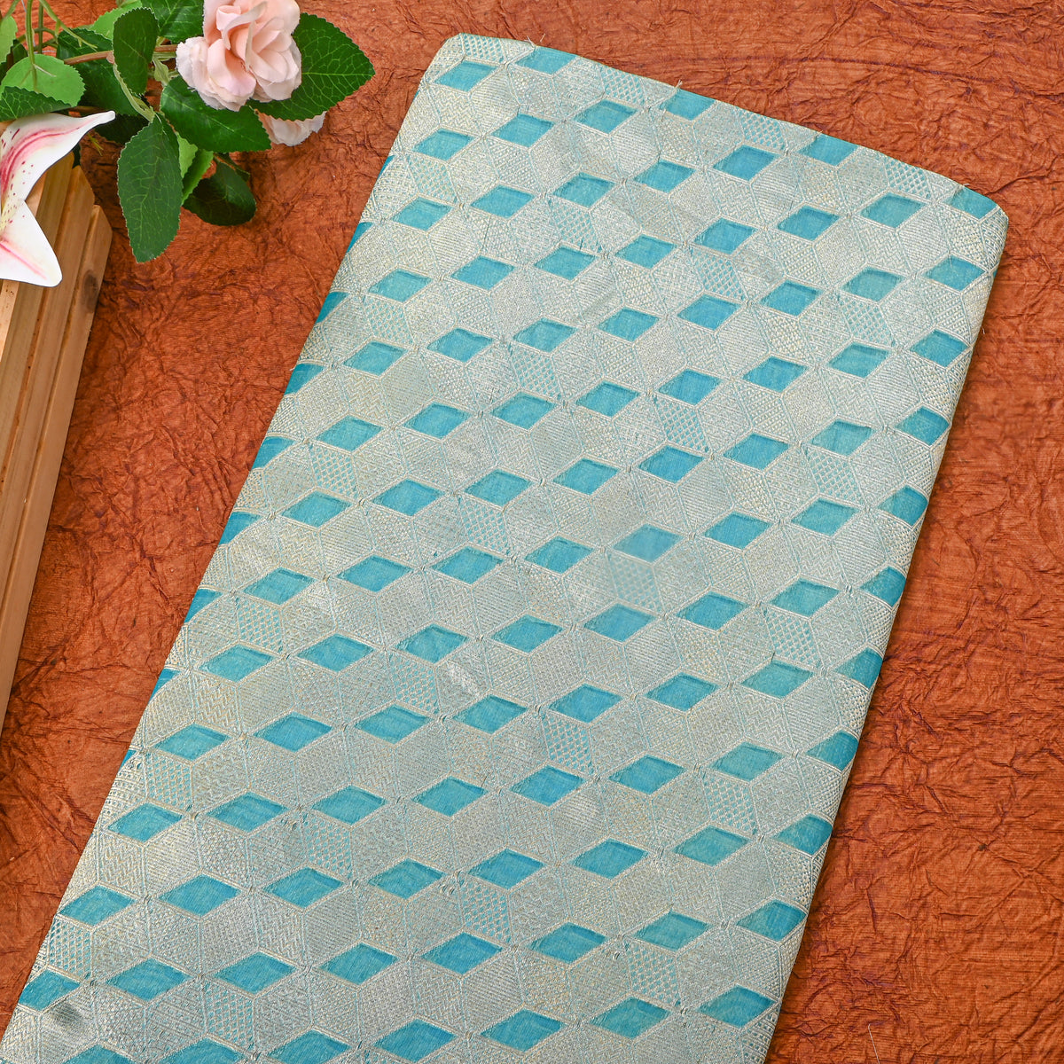Blue Zari Weave Banarasi Silk