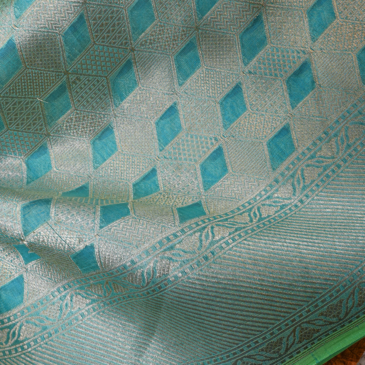 Blue Zari Weave Banarasi Silk