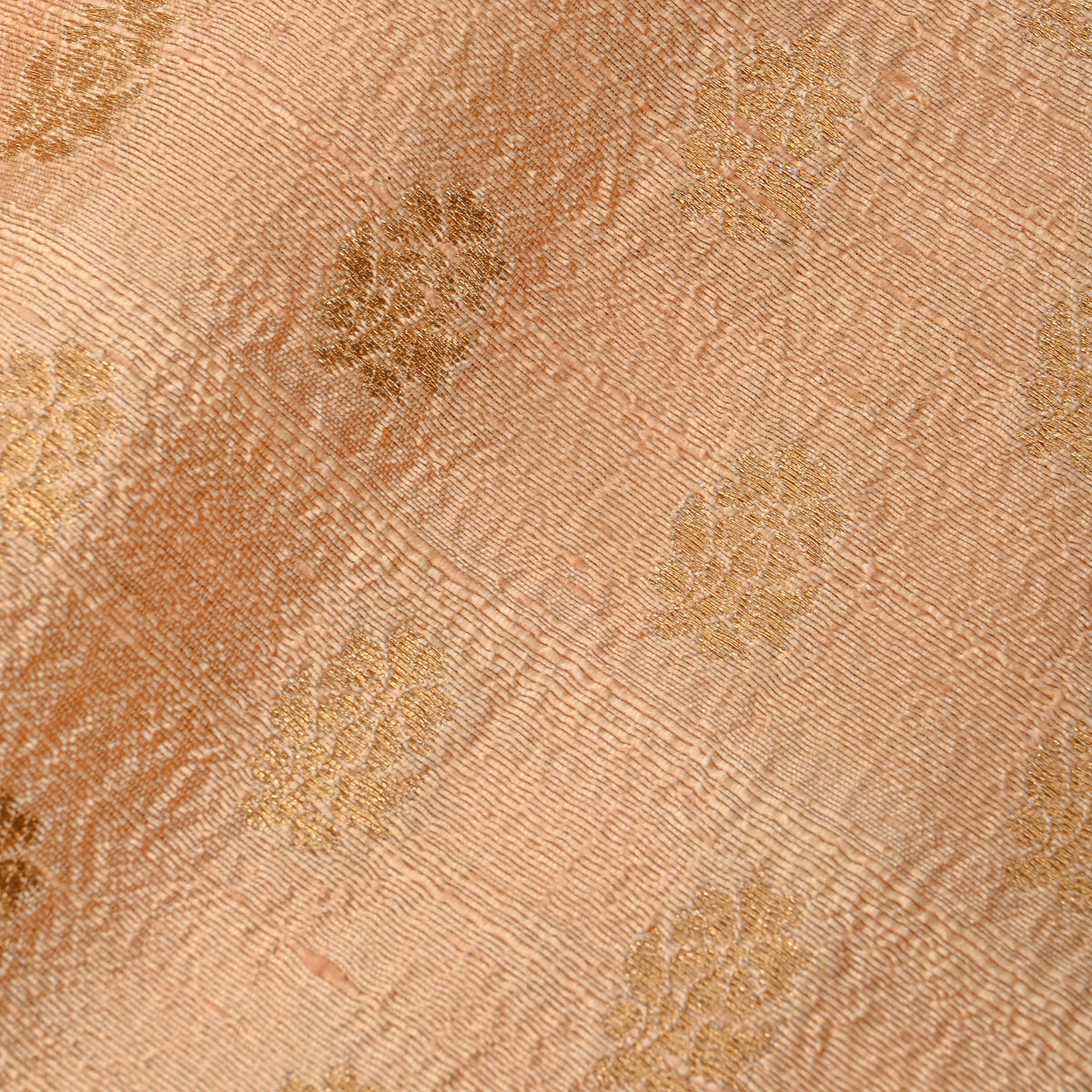 Sand Beige Gold Floral Butti Banarasi Silk Fabric