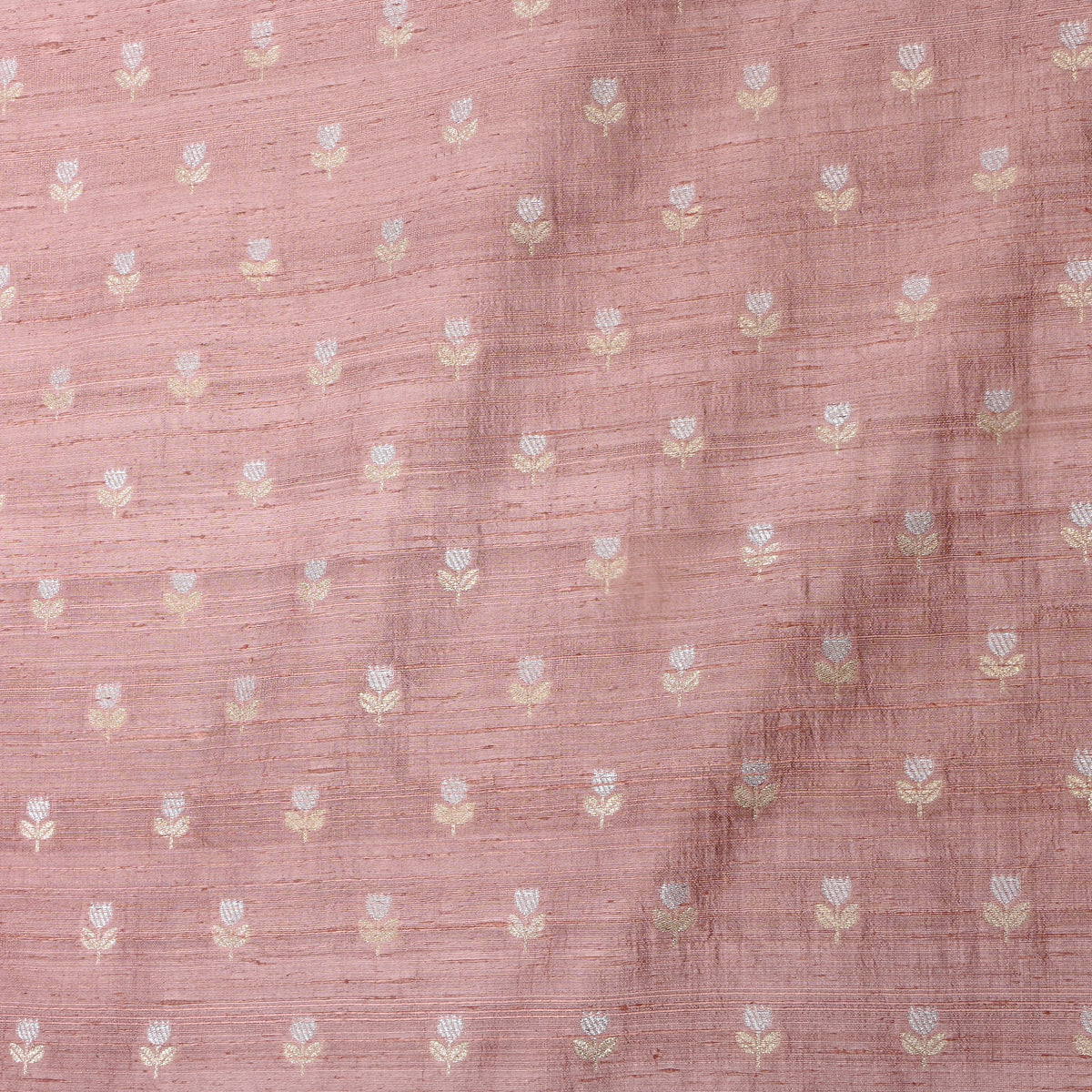 Rosewood Dual Tone Floral Butti Jamawar Silk Fabric