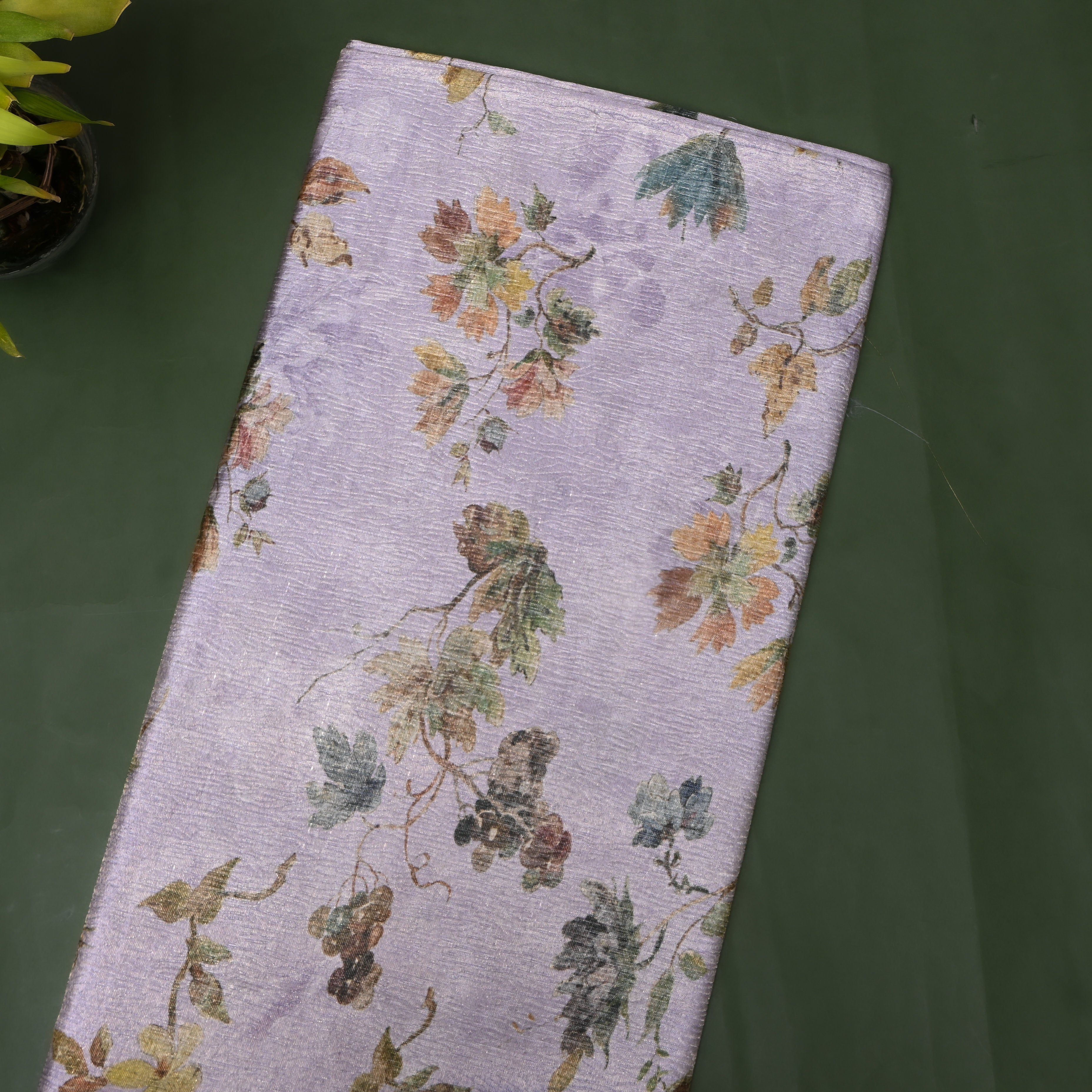 Lilac Grapevine Print Organza Tissue Fabric