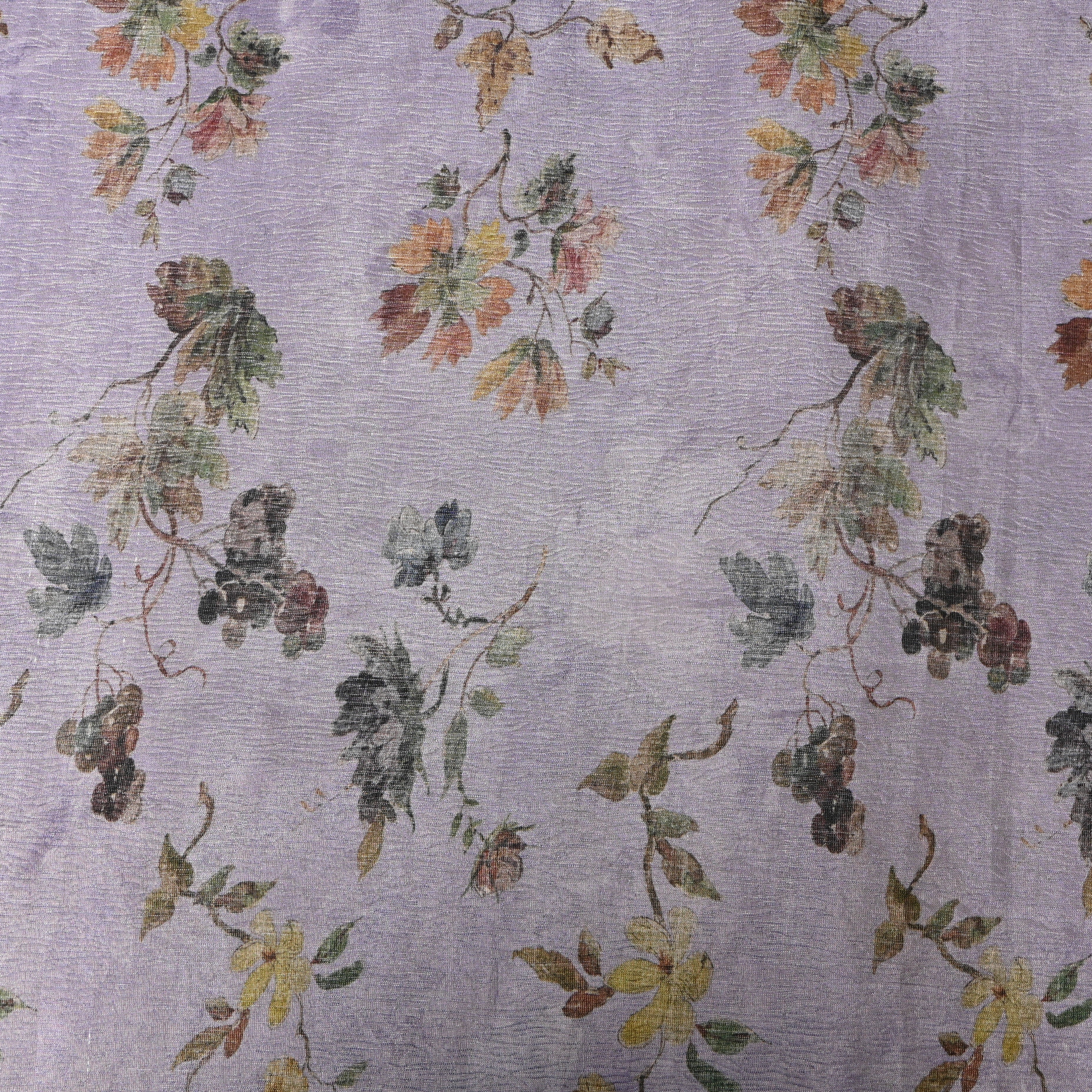 Lilac Grapevine Print Organza Tissue Fabric