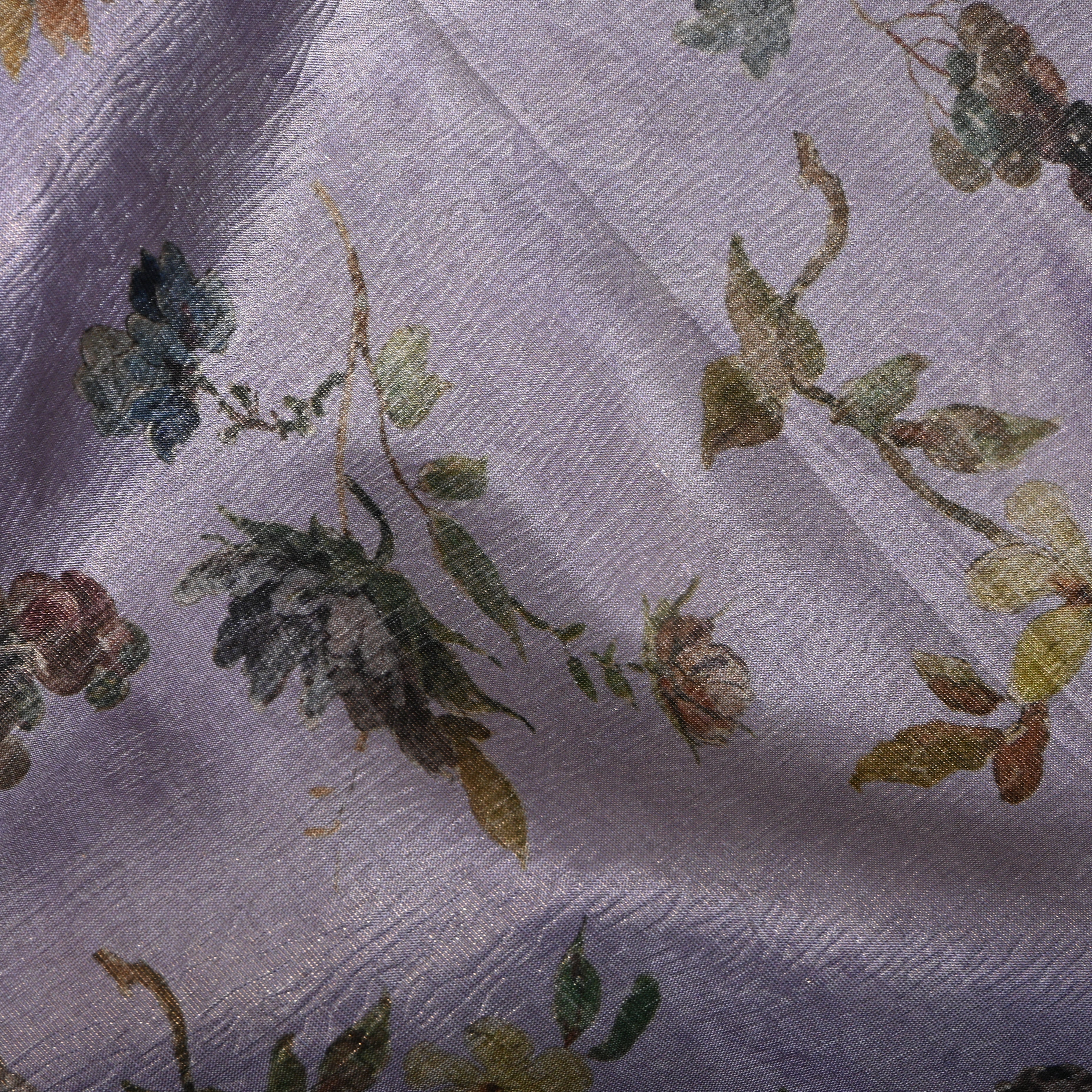 Lilac Grapevine Print Organza Tissue Fabric