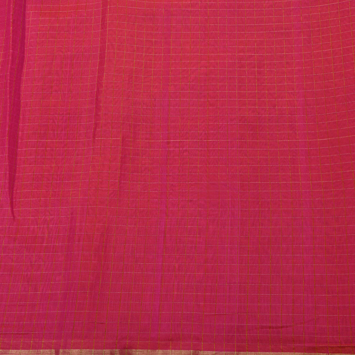 Magenta Gold Check Self Weave Jamawar Silk Fabric