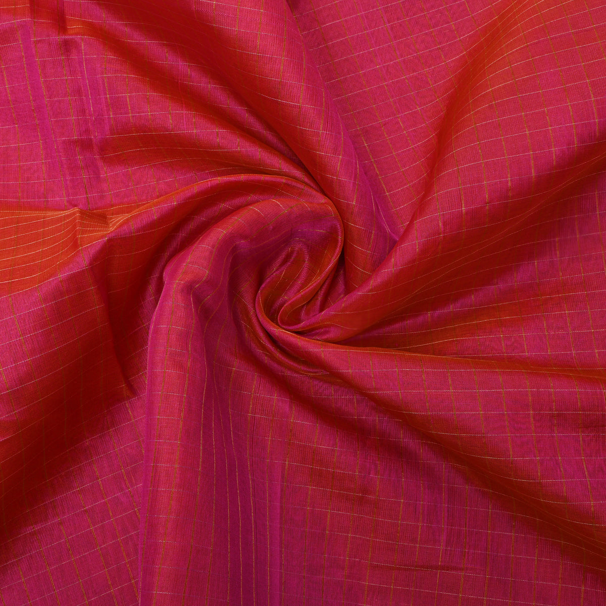Magenta Gold Check Self Weave Jamawar Silk Fabric
