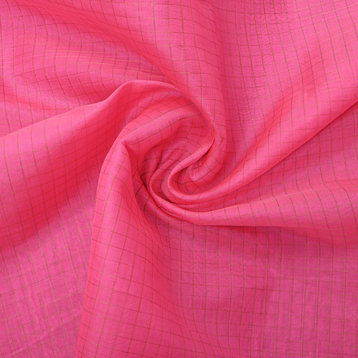Blush Pink Gold Zari Checks Silk Fabric