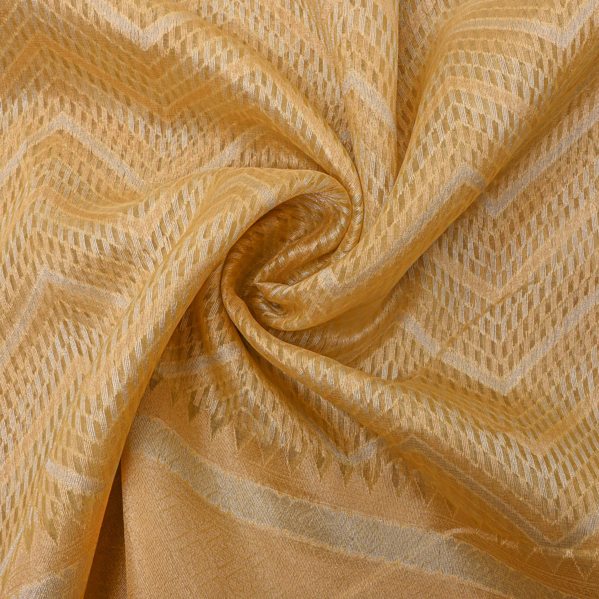 Sandy Beige Zigzag Weave Banarasi Silk Fabric
