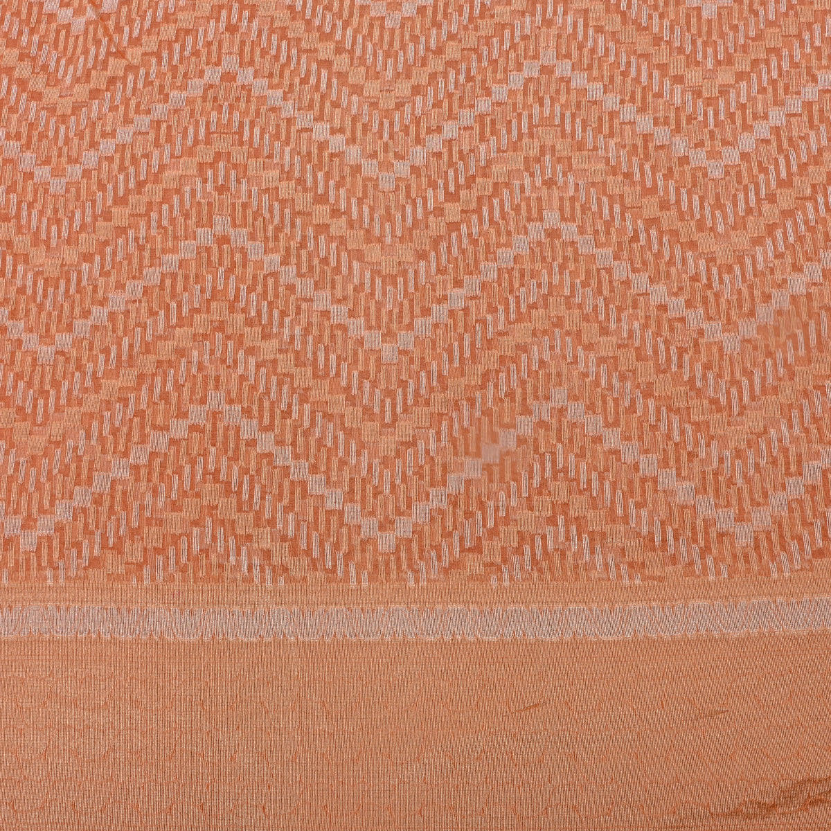 Warm Peach Zigzag Weave Banarasi Silk Fabric