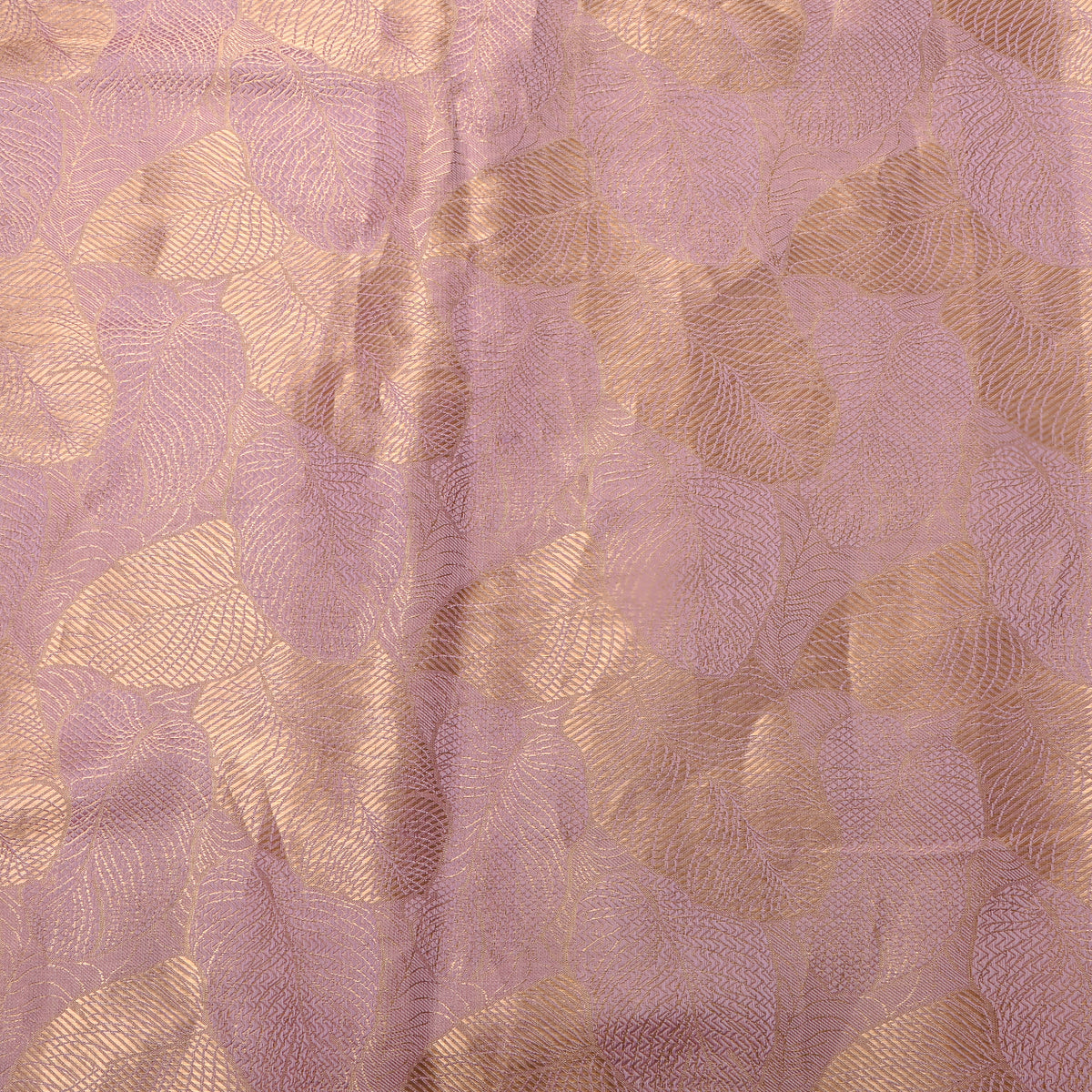 Wisteria Gold Zari Leaf Weave Jamawar Silk Fabric