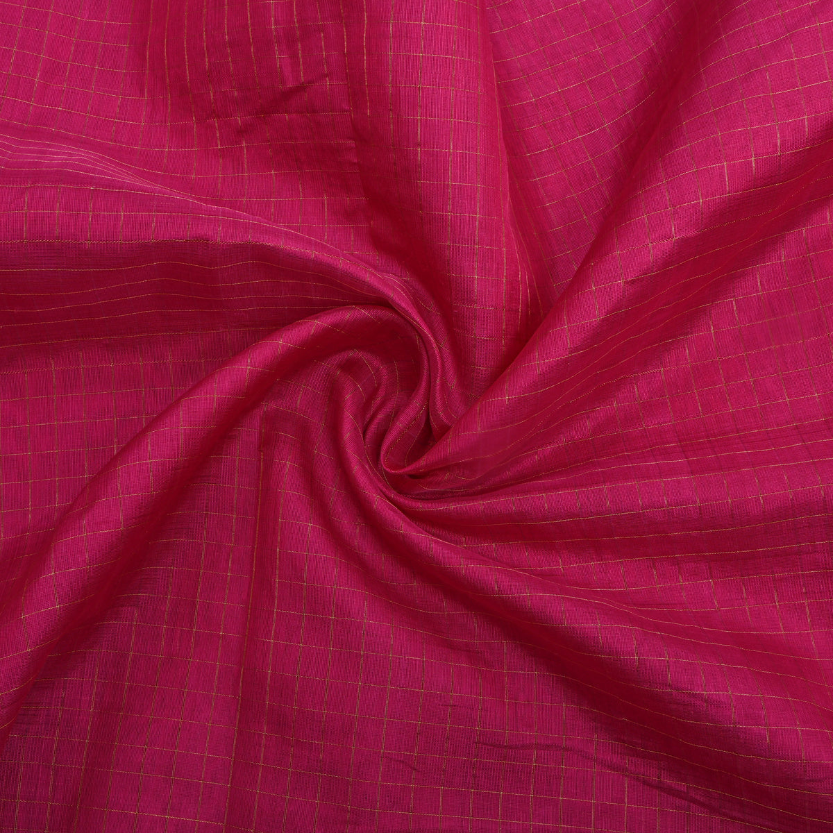 Rose Pink Gold Check Self Weave Jamawar Silk Fabric