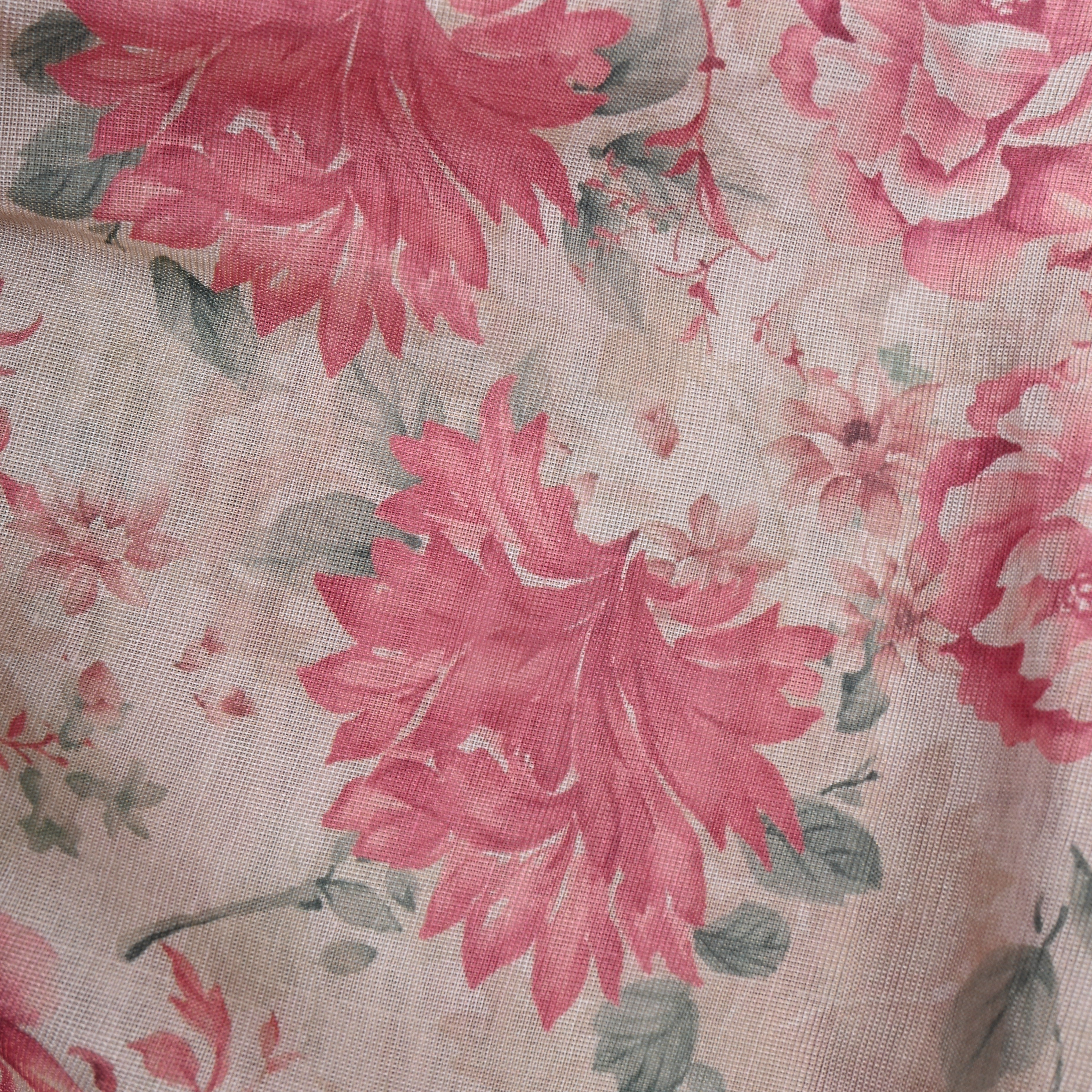 Blush Pink Rose Print Cotton Fabric