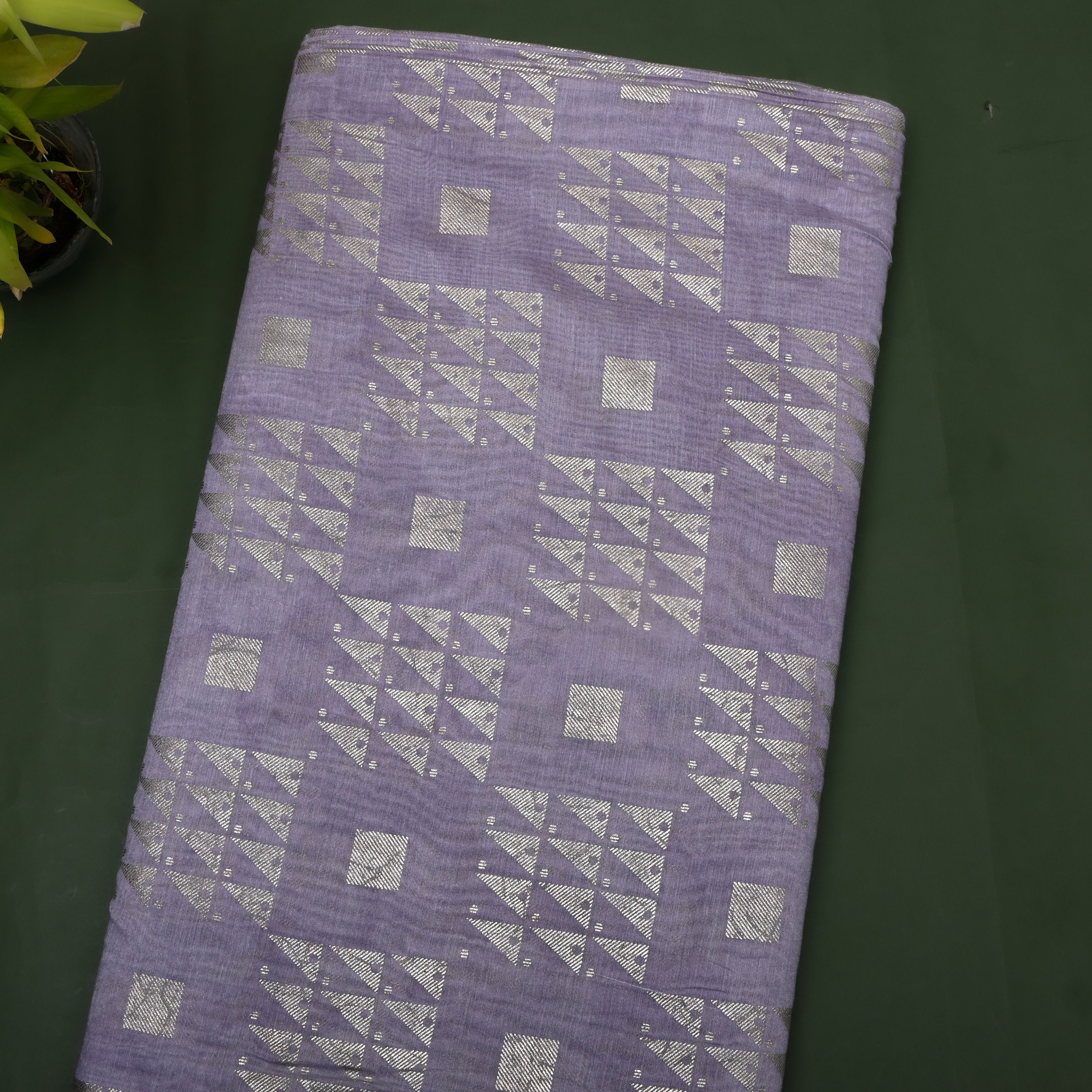Lavender Geometric Foil Jamawar Silk