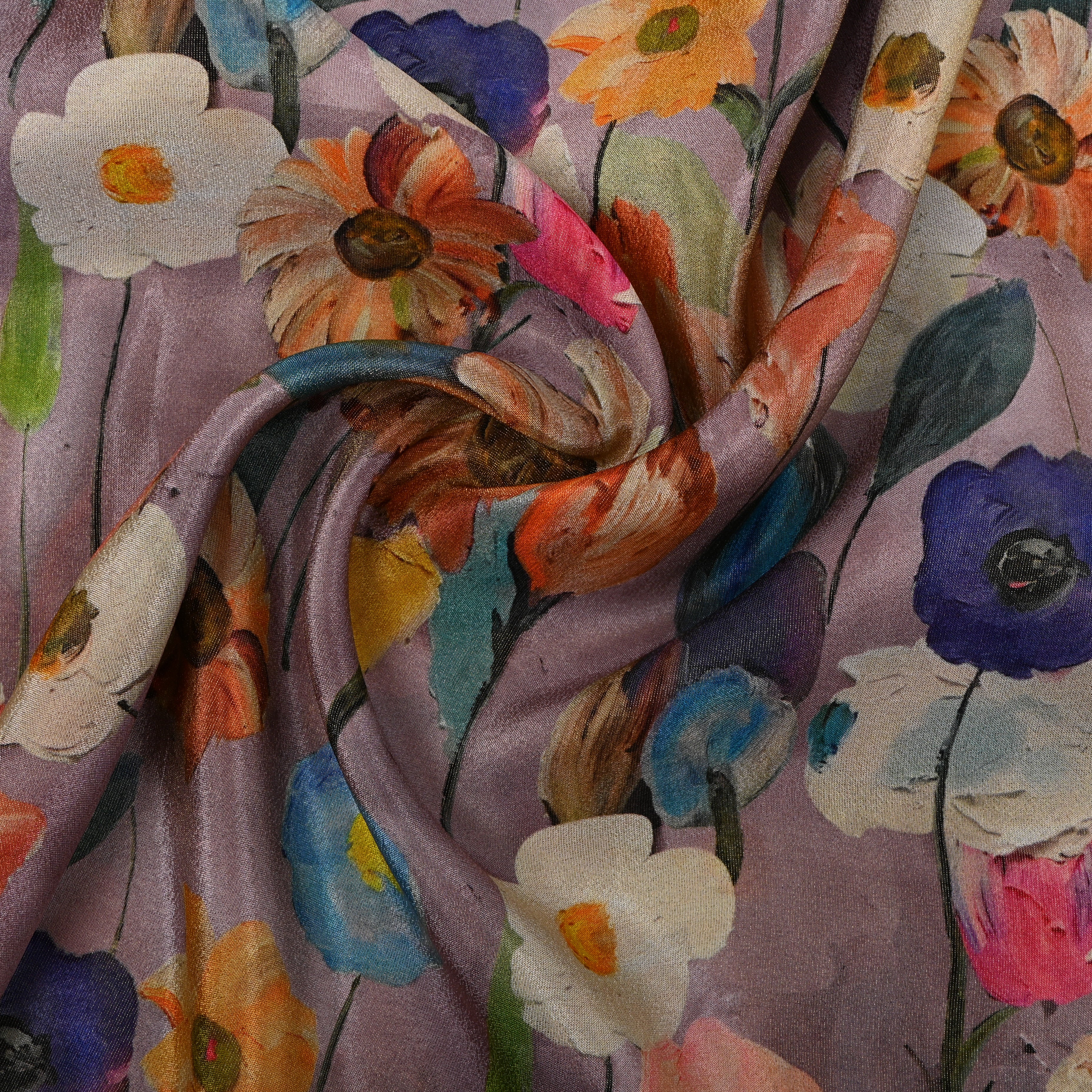Lavender Wildflower Digital Print Tissue Fabric