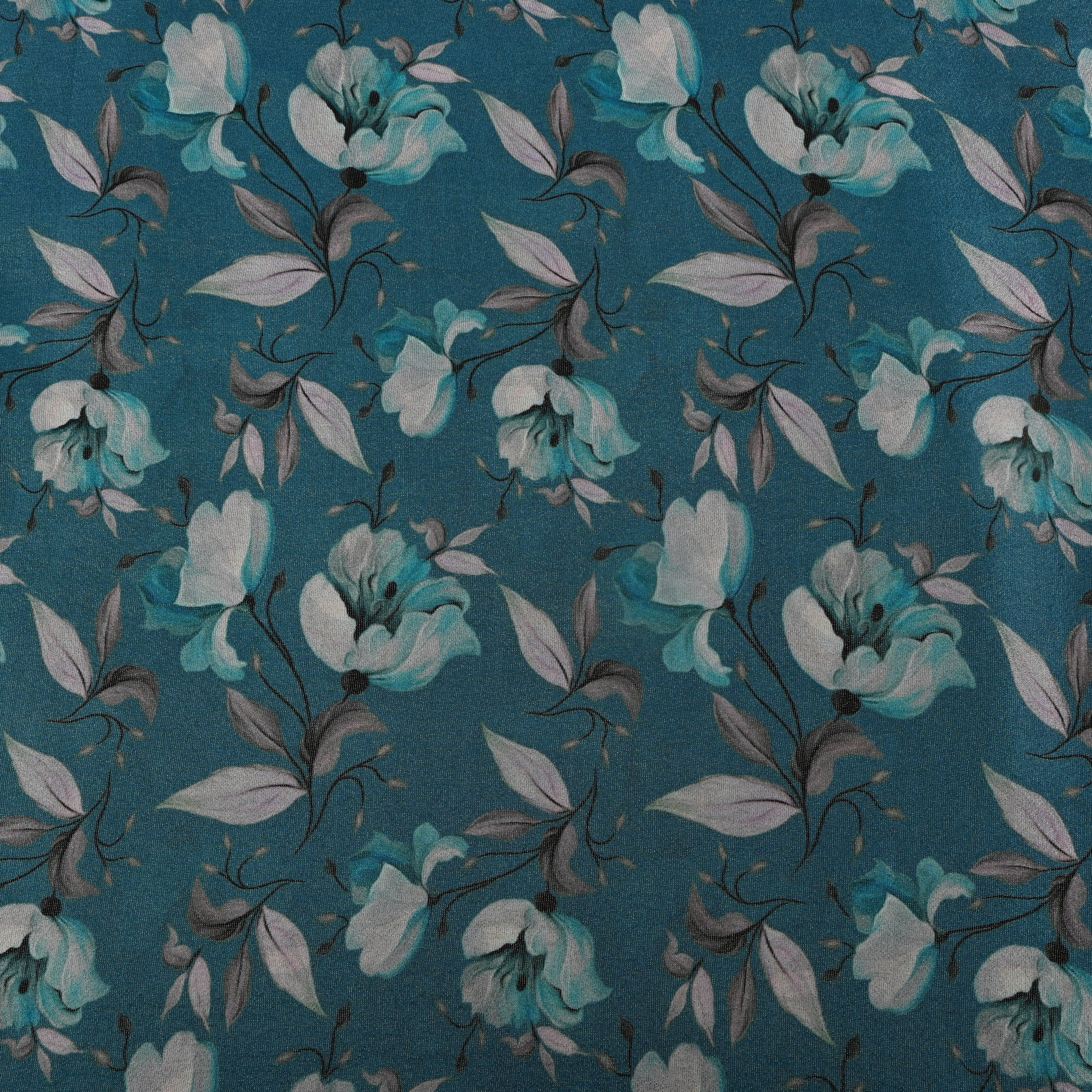 Magic Purple Magnolia Digital Print Tissue Fabric