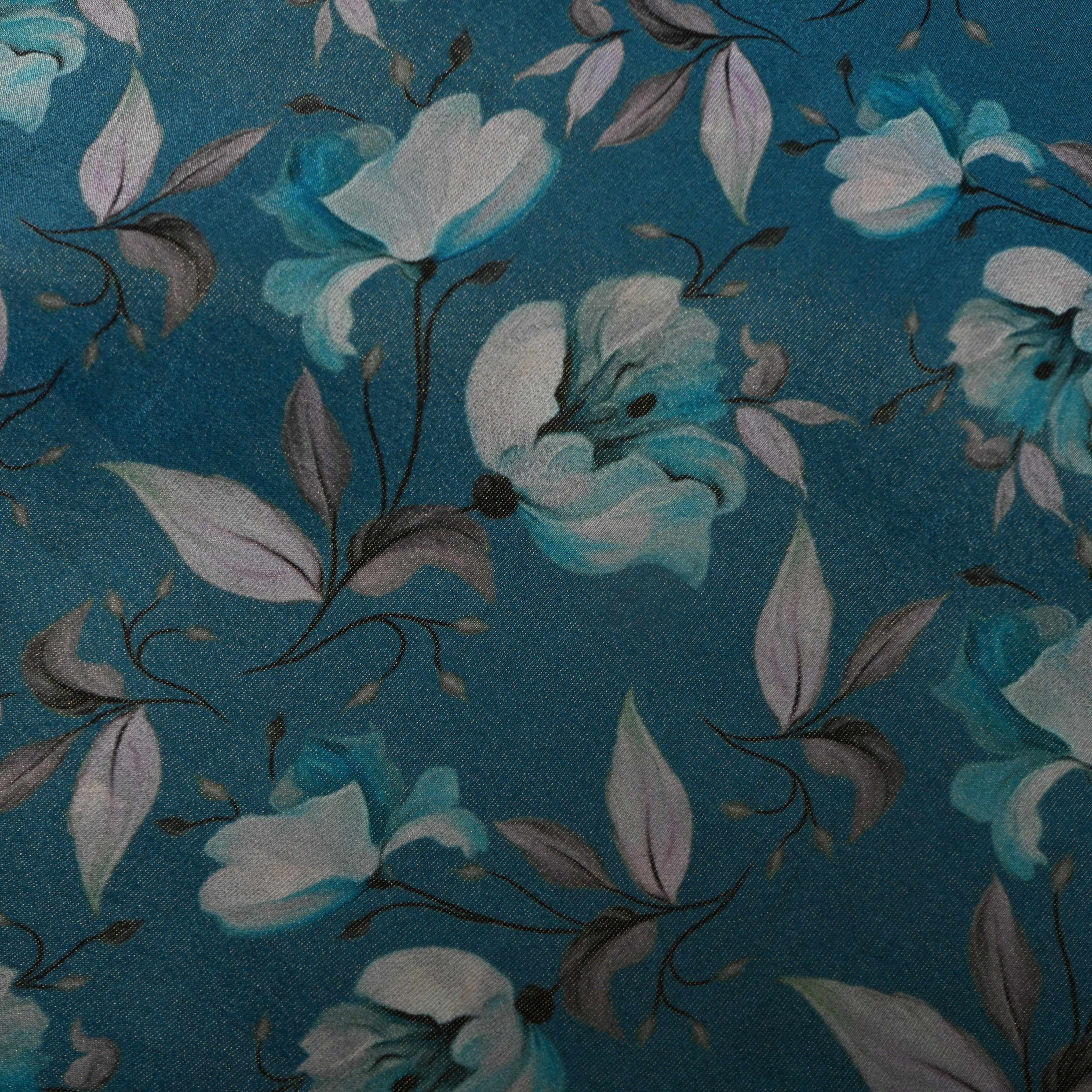 Magic Purple Magnolia Digital Print Tissue Fabric