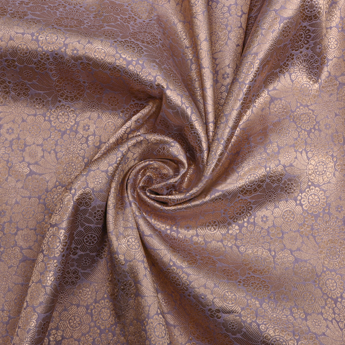 Soft Lavender Gold Zari Jamawar Silk Fabric