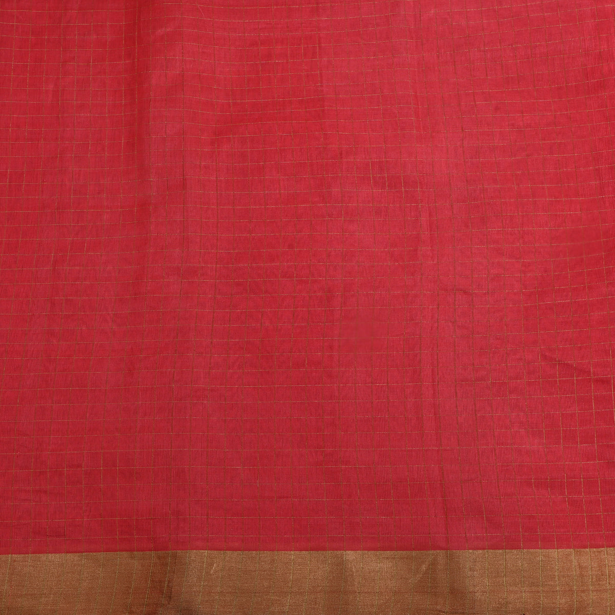 Crimson Gold Check Self Weave Jamawar Silk Fabric