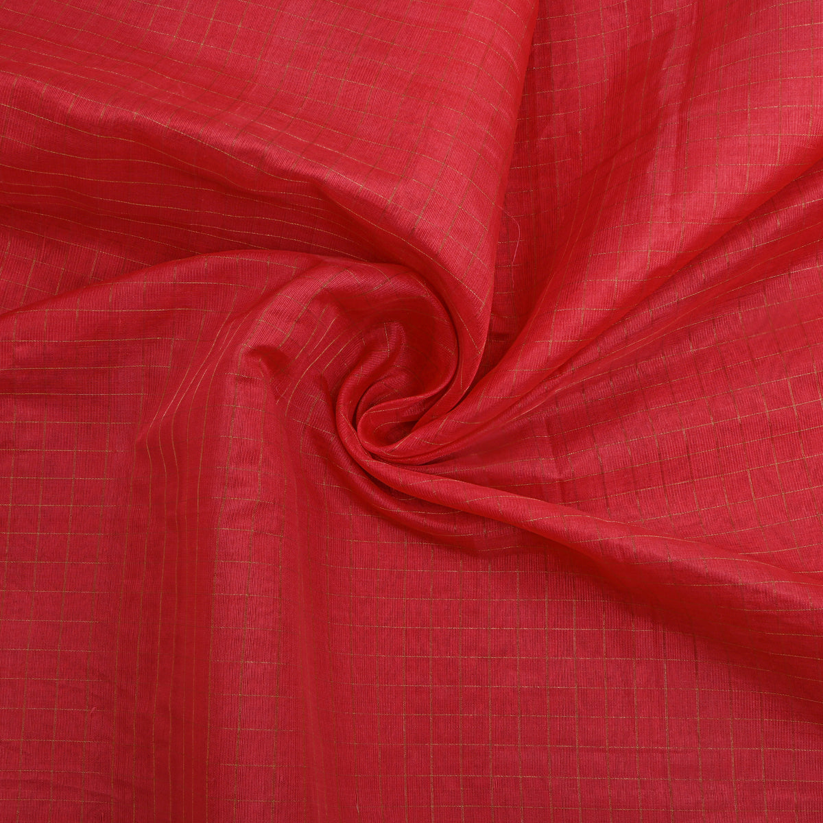 Crimson Gold Check Self Weave Jamawar Silk Fabric