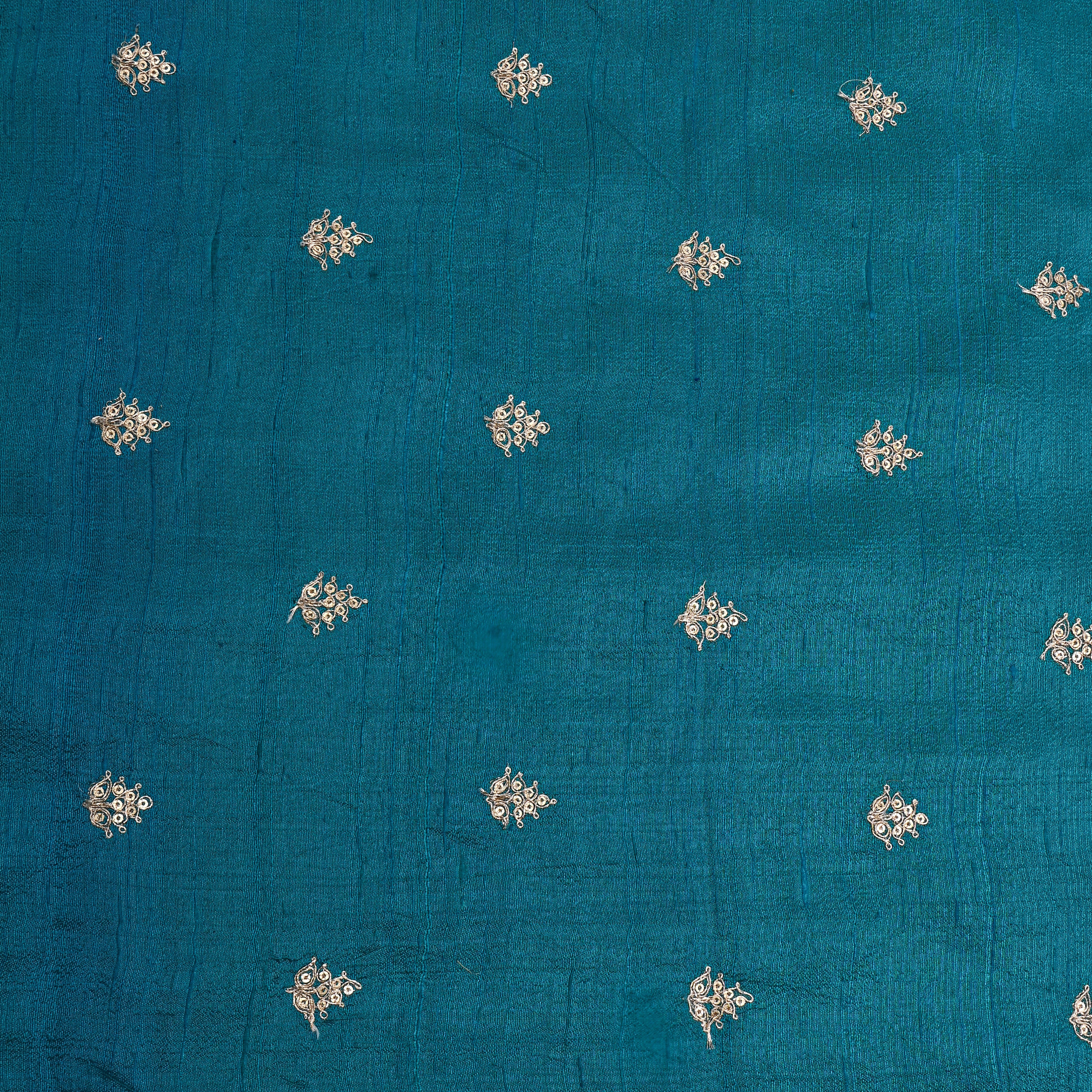 Blue Zari Butti Embroidered Raw Silk