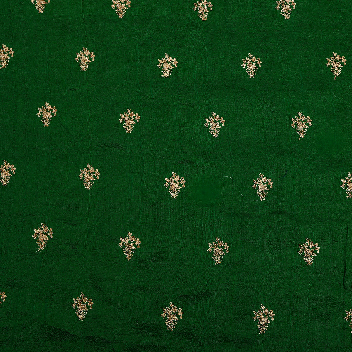 Vintage Green With Silver Zari Butti Raw Silk Fabric