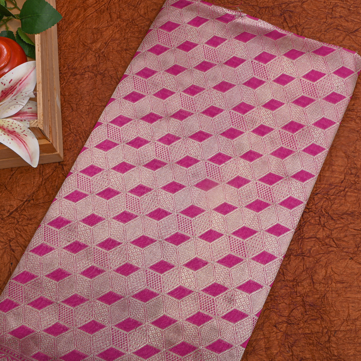 Pink Zari Weave Banarasi Silk