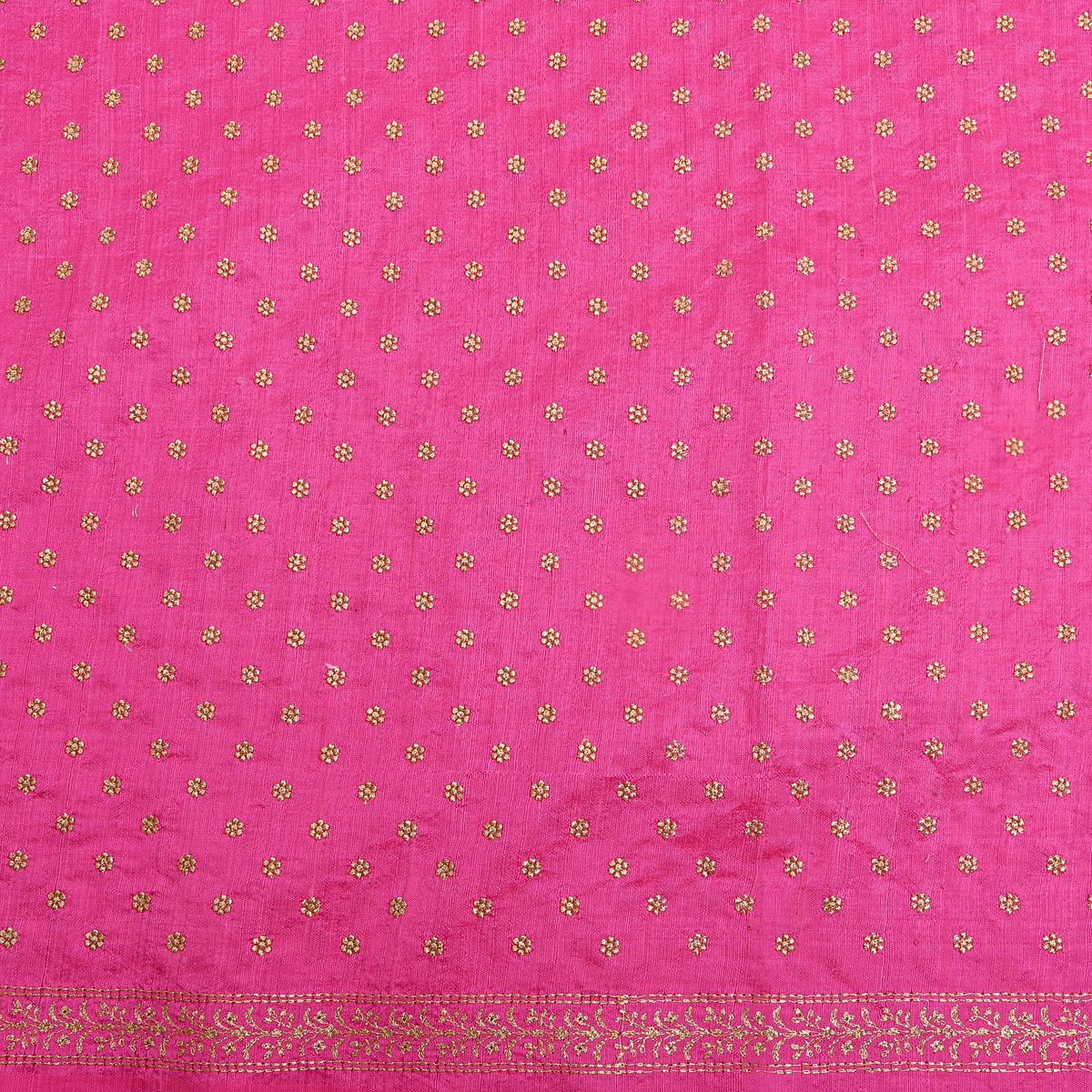 Blush Pink Gold Zari Butti Raw Silk Fabric