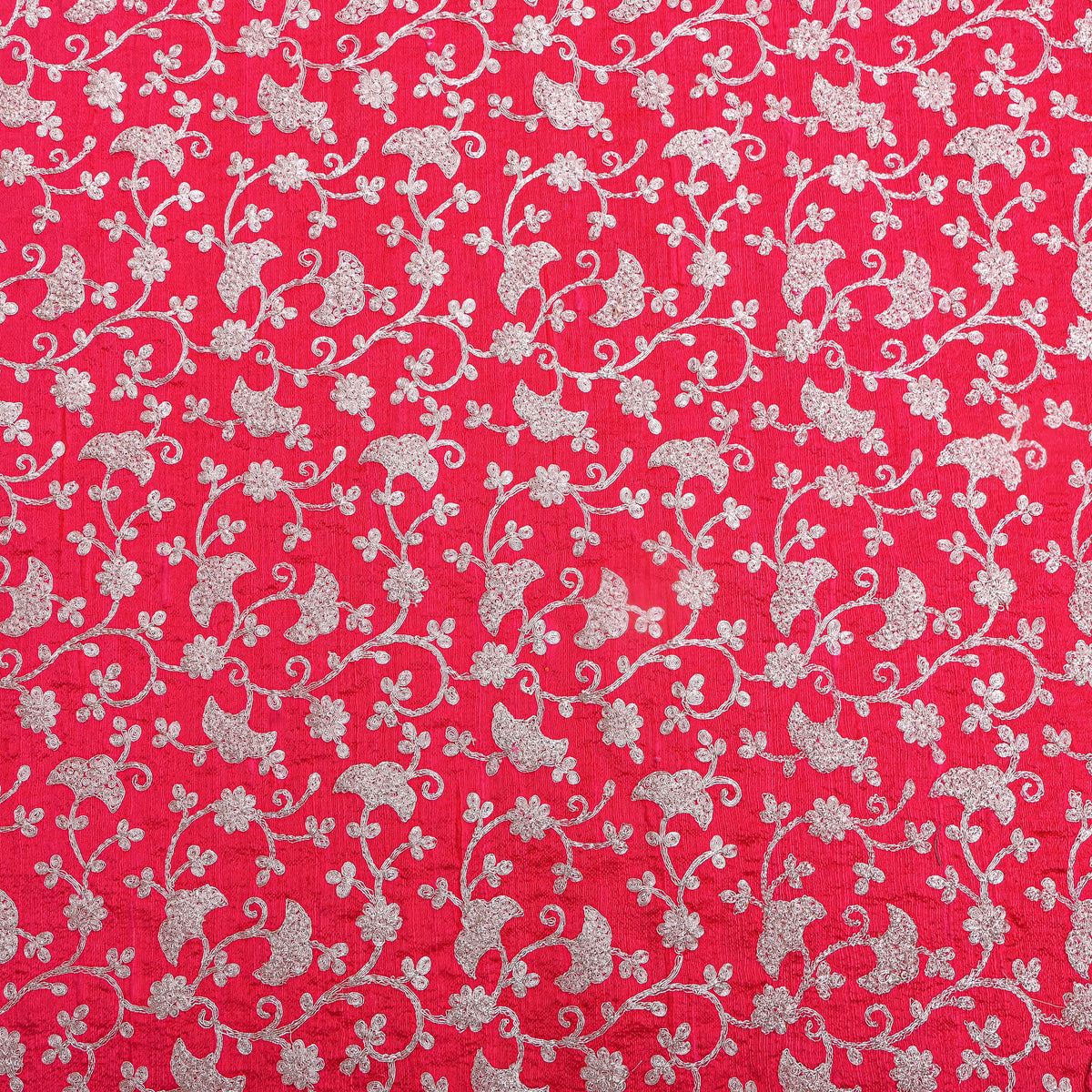 Pink Silver Zari Jaal Embroidered Raw Silk
