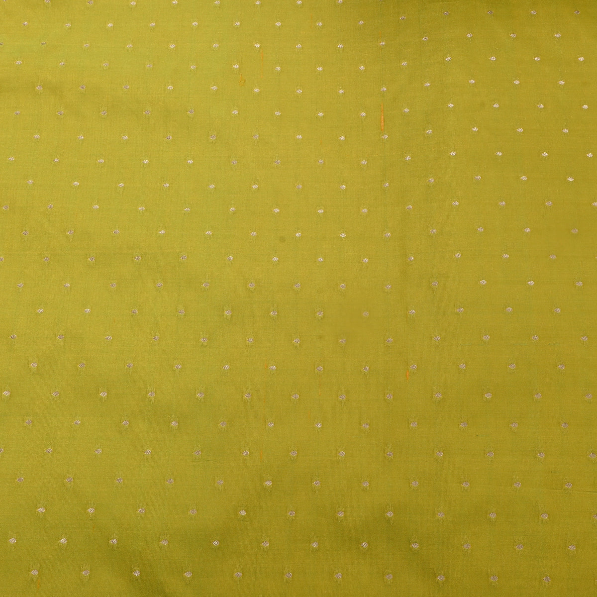 Lime Yellow Gold Zari Butti Jamawar Silk Fabric