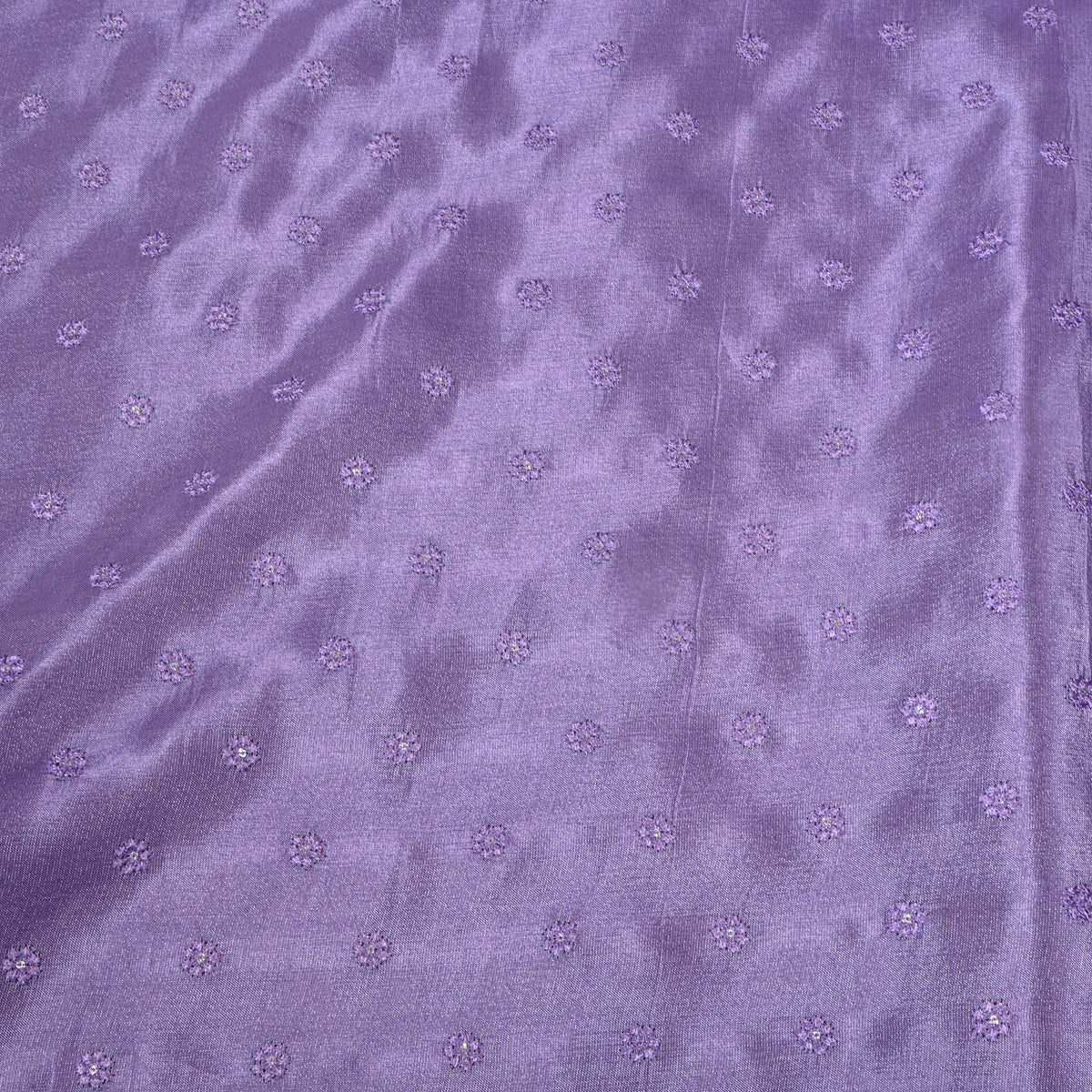 Orchid Floral Butti Thread Work Embroidery Tissue Fabric