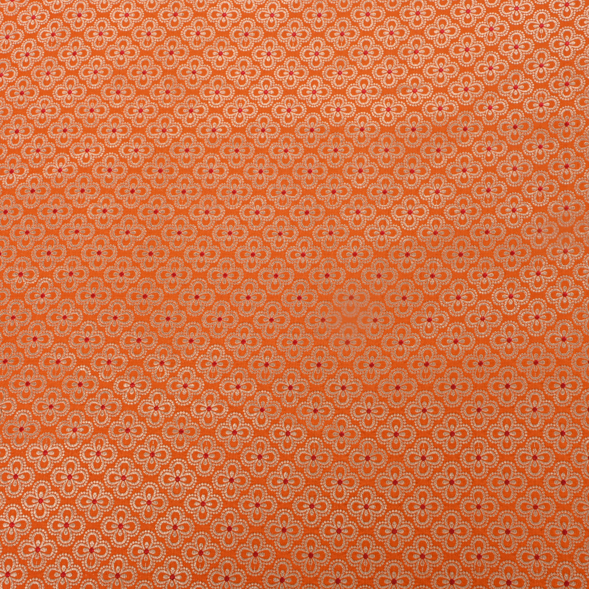 Orange Gold Floral Butti Jamawar Silk Fabric