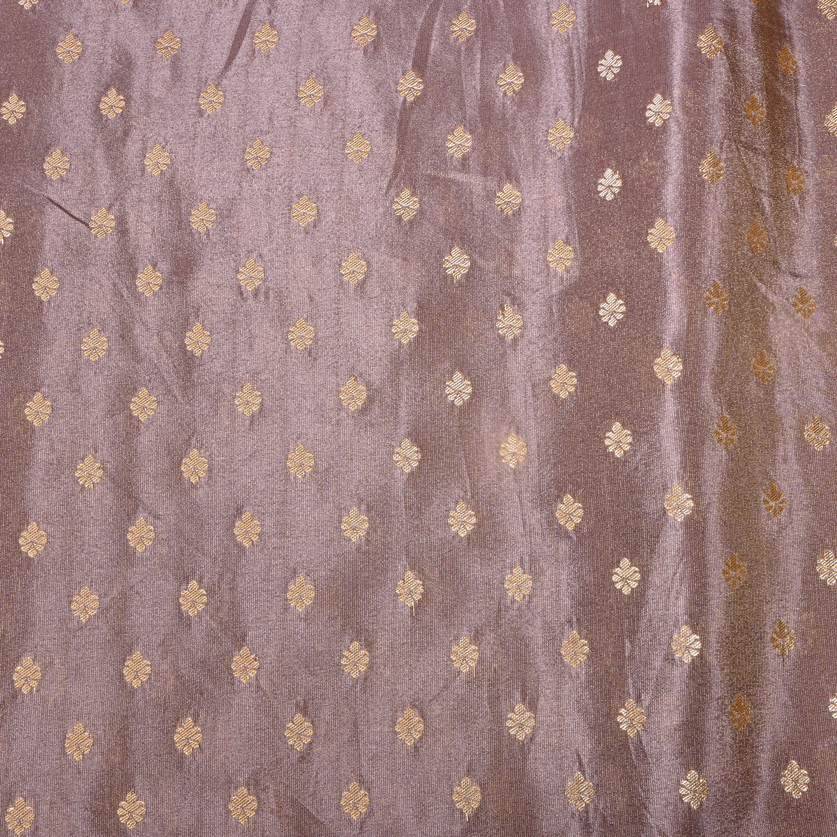 Cocoa Mauve Gold Zari Leaf Butti Self Weave Jamawar Tissue Fabric