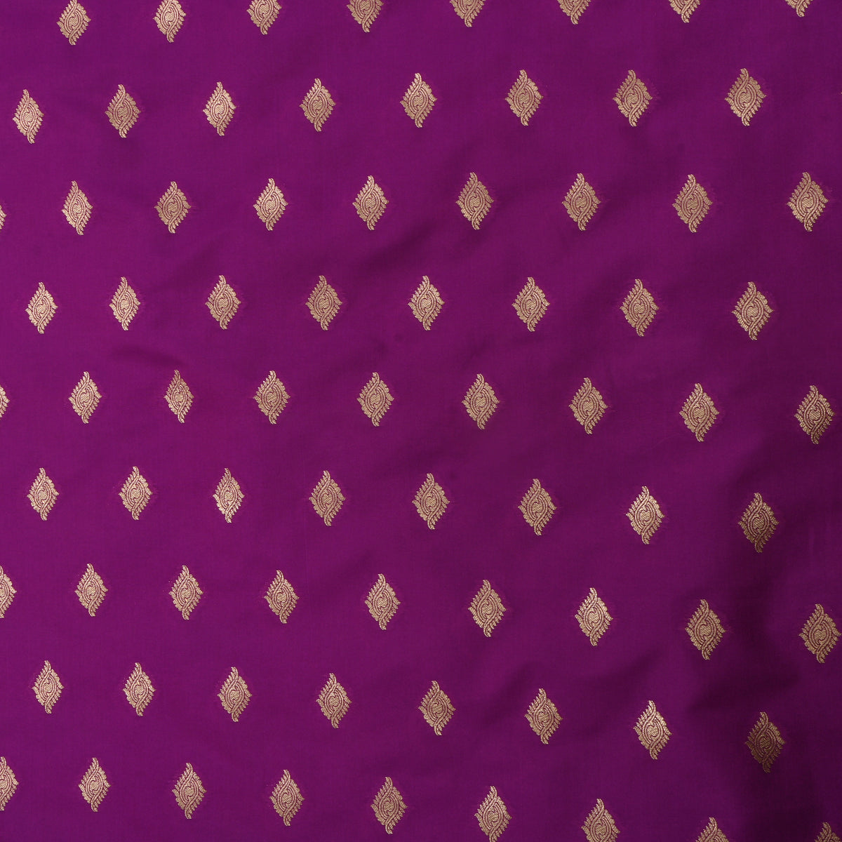 Violet Gold Butti Self Weave Banarasi Silk Fabric