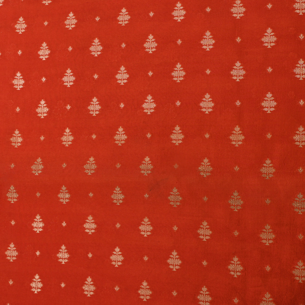 Dull Orange Gold Zari Butti Jamawar Silk Fabric