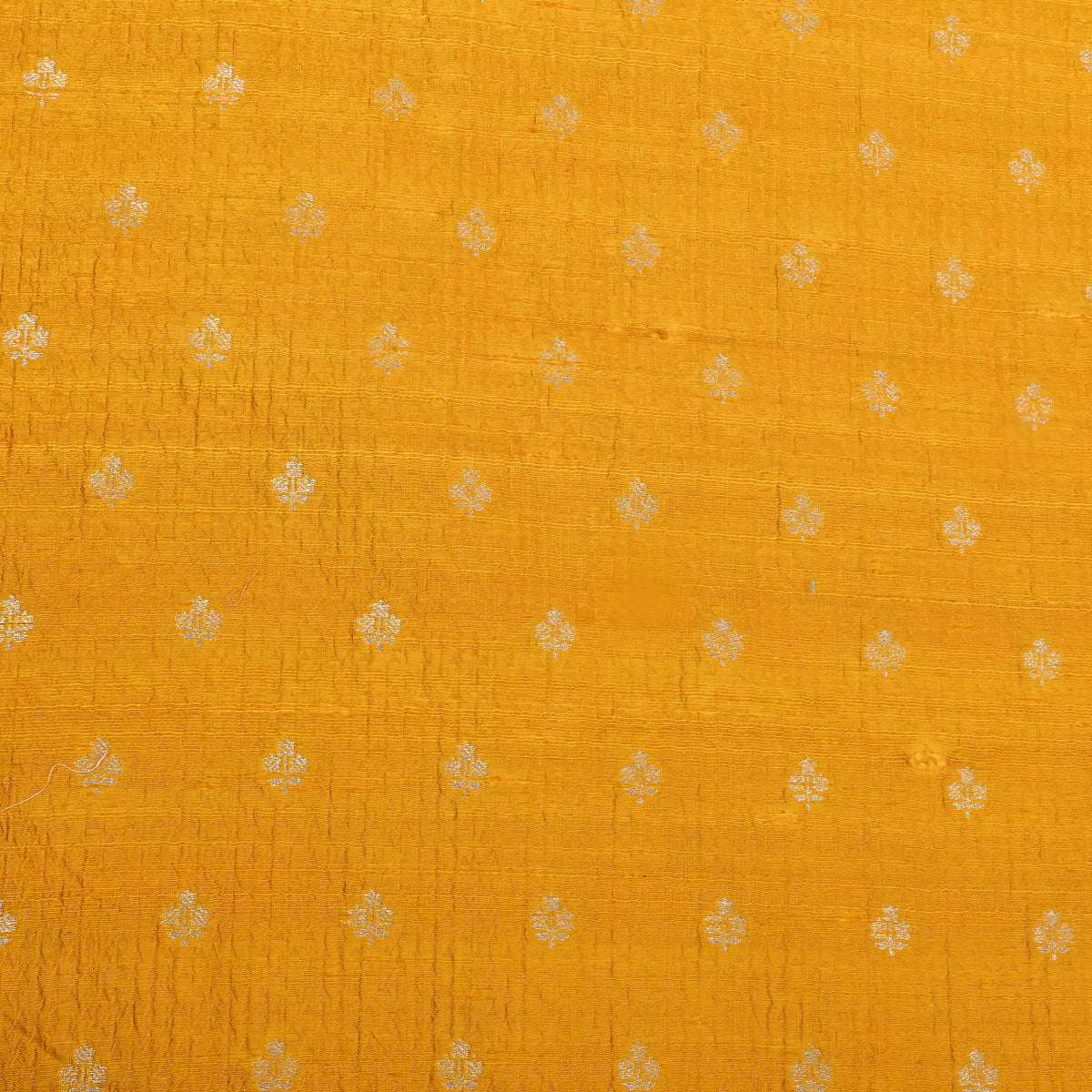 MariGold Zari Silver ZariButti Jamawar Silk Fabric